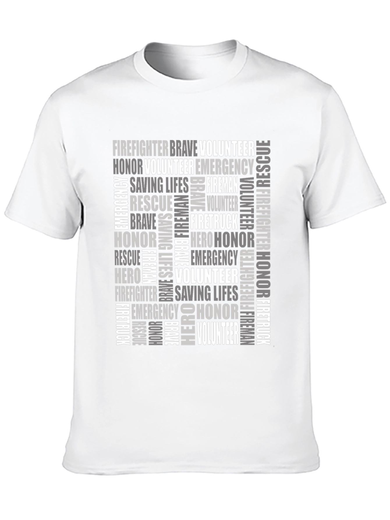 Black Firefighter Word Art T-Shirt - Heroic Tribute Tee view 10