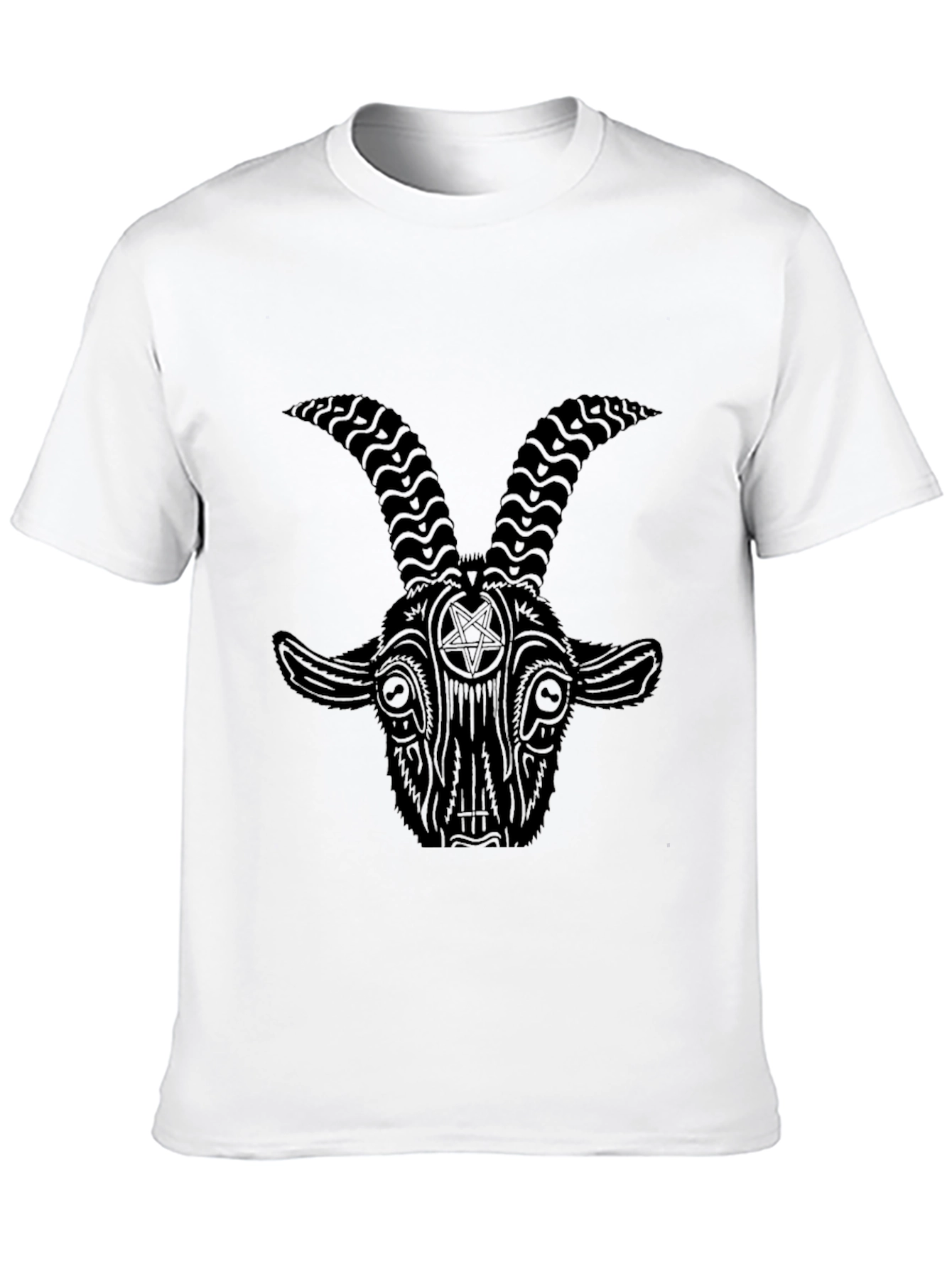 Black Baphomet Goat Head Graphic Print Black T-Shirt view 10
