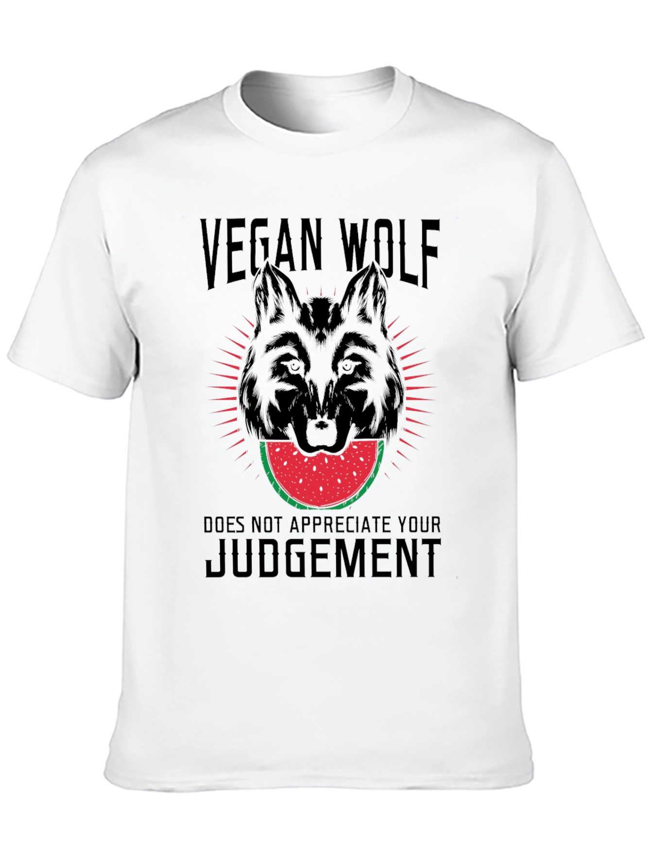 Black Vegan Wolf T-Shirt - Watermelon Design view 10