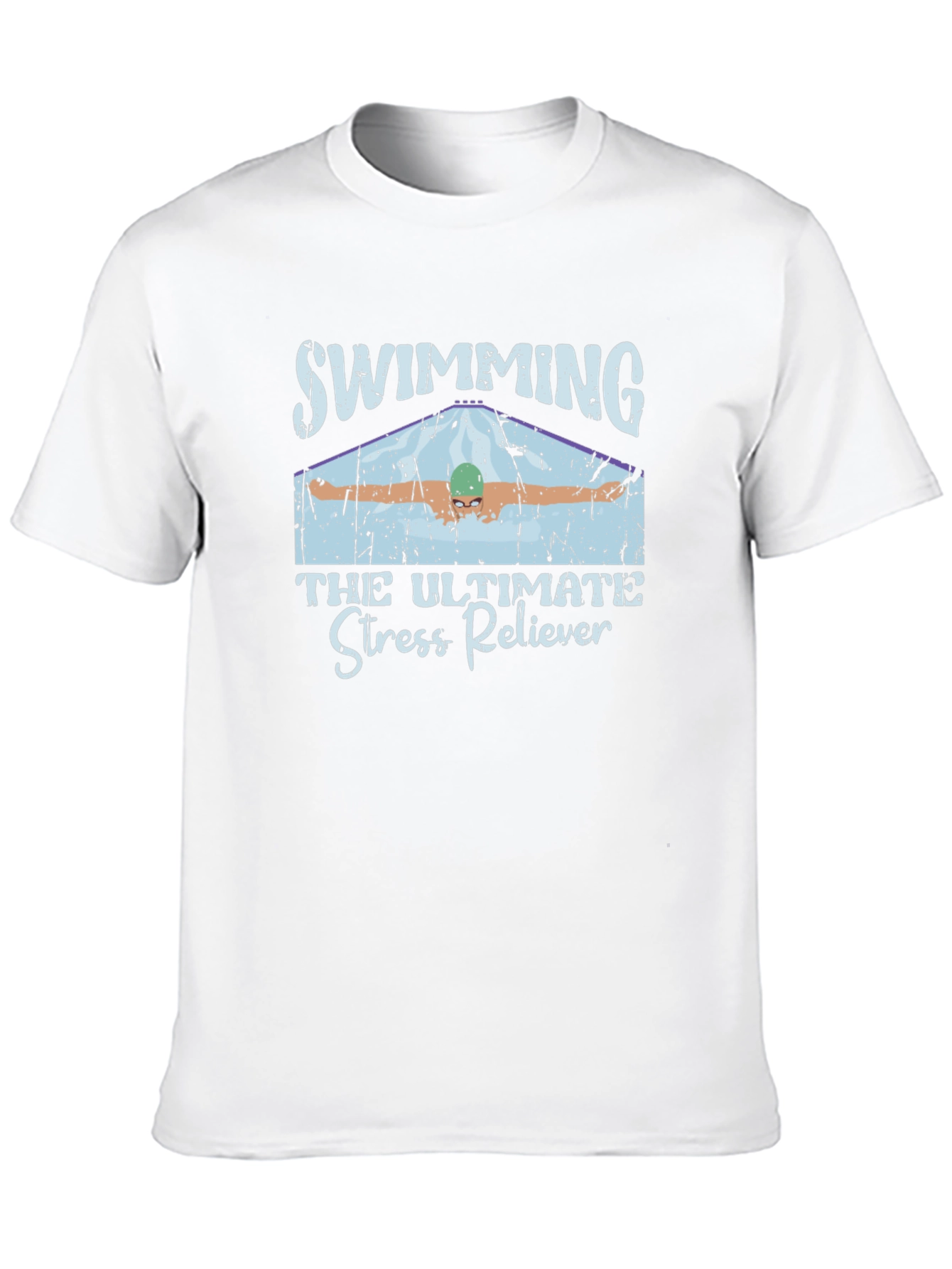 Black Swimming Stress Reliever Black T-Shirt view 10