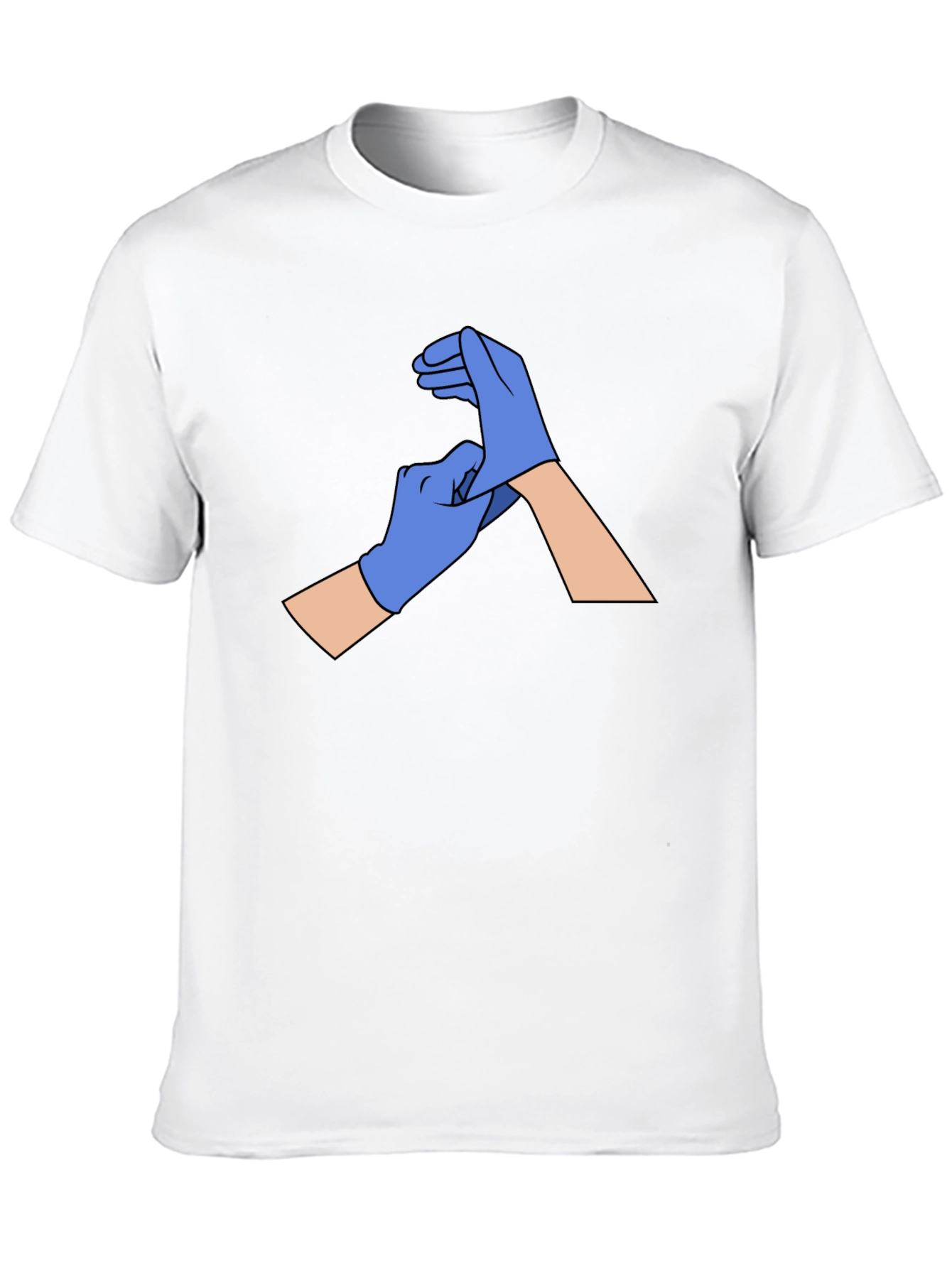 Black Gloved Hands Graphic Tee - Black Cotton T-Shirt view 10