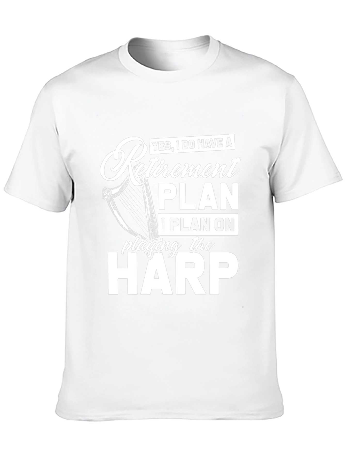 Black Retirement Plan Harp Player Black T-Shirt view 10