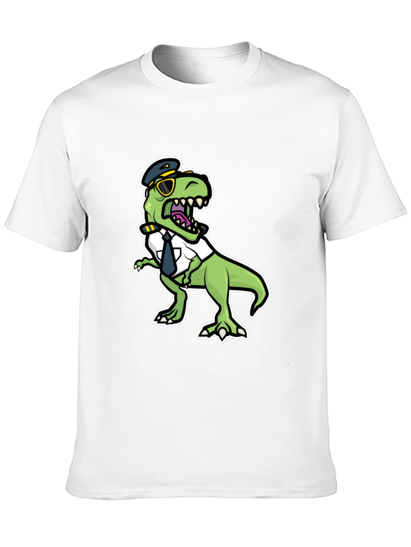 Black Pilot Dino T-Shirt - Funny Trex Aviation Tee view 10