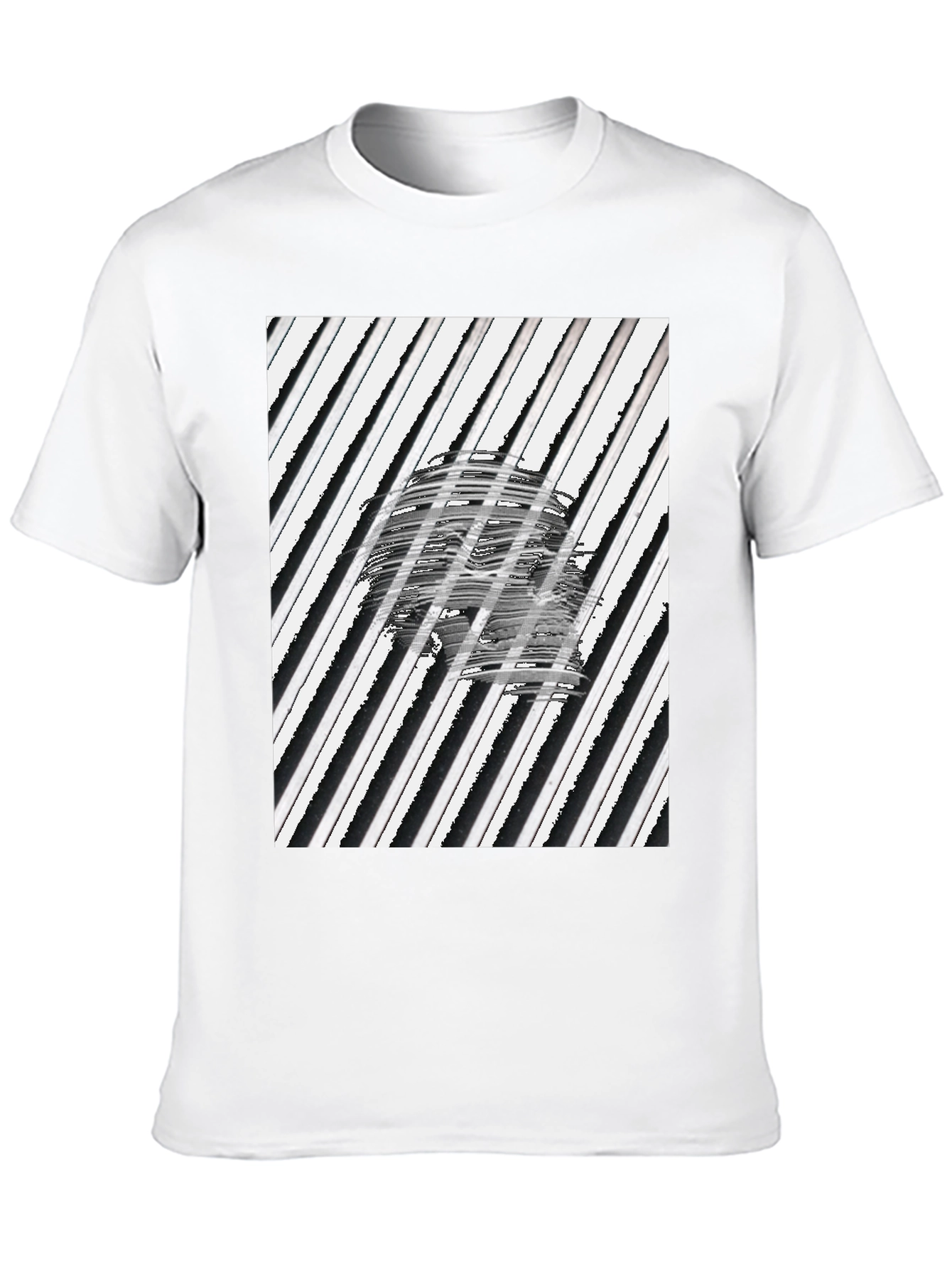 Black Abstract Skull Graphic Tee - Black Cotton T-Shirt view 10