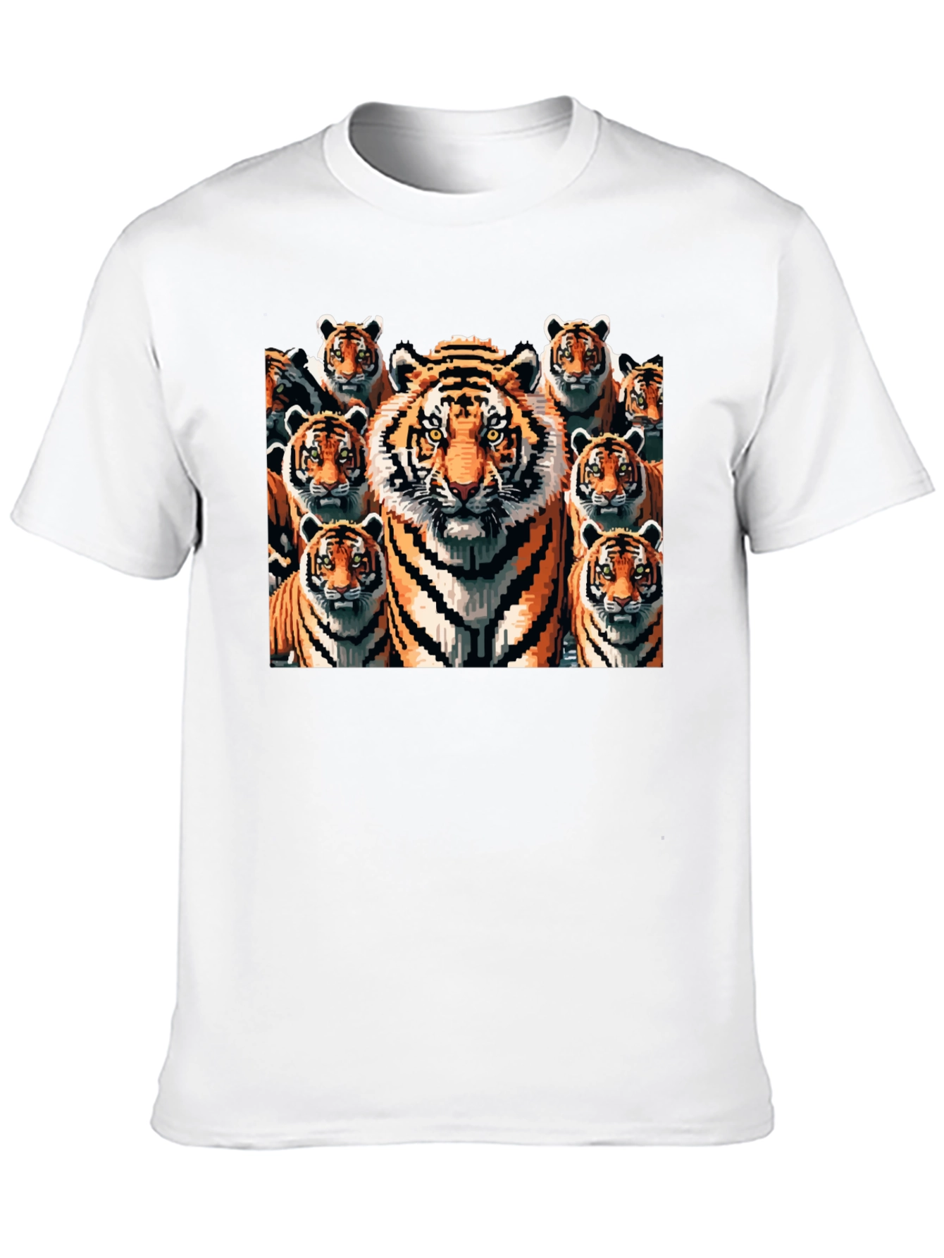 Black Tiger Pixel Art Graphic Tee - Black Cotton Blend view 10