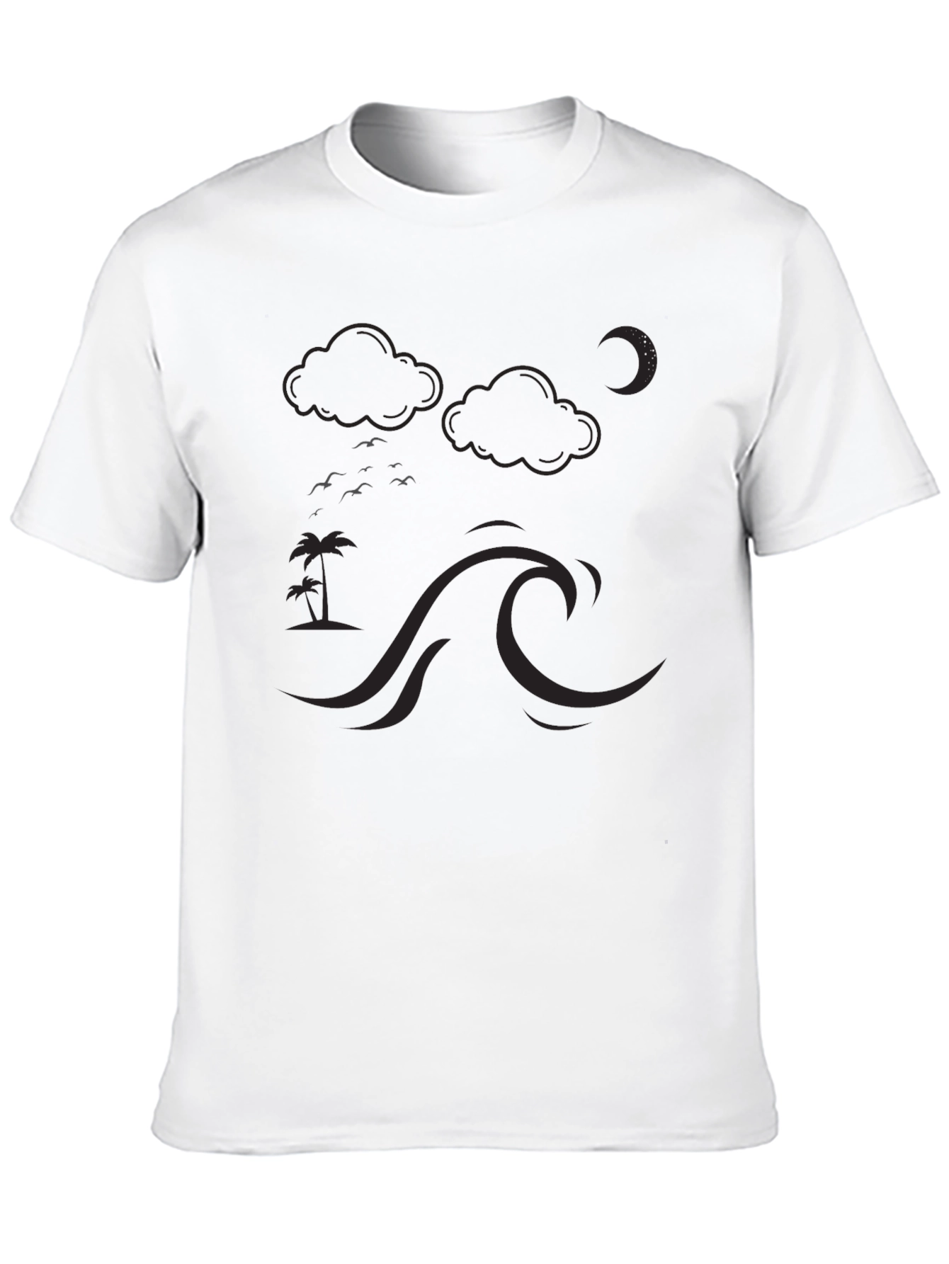 Black Night Waves Graphic Tee - Black Cotton view 10