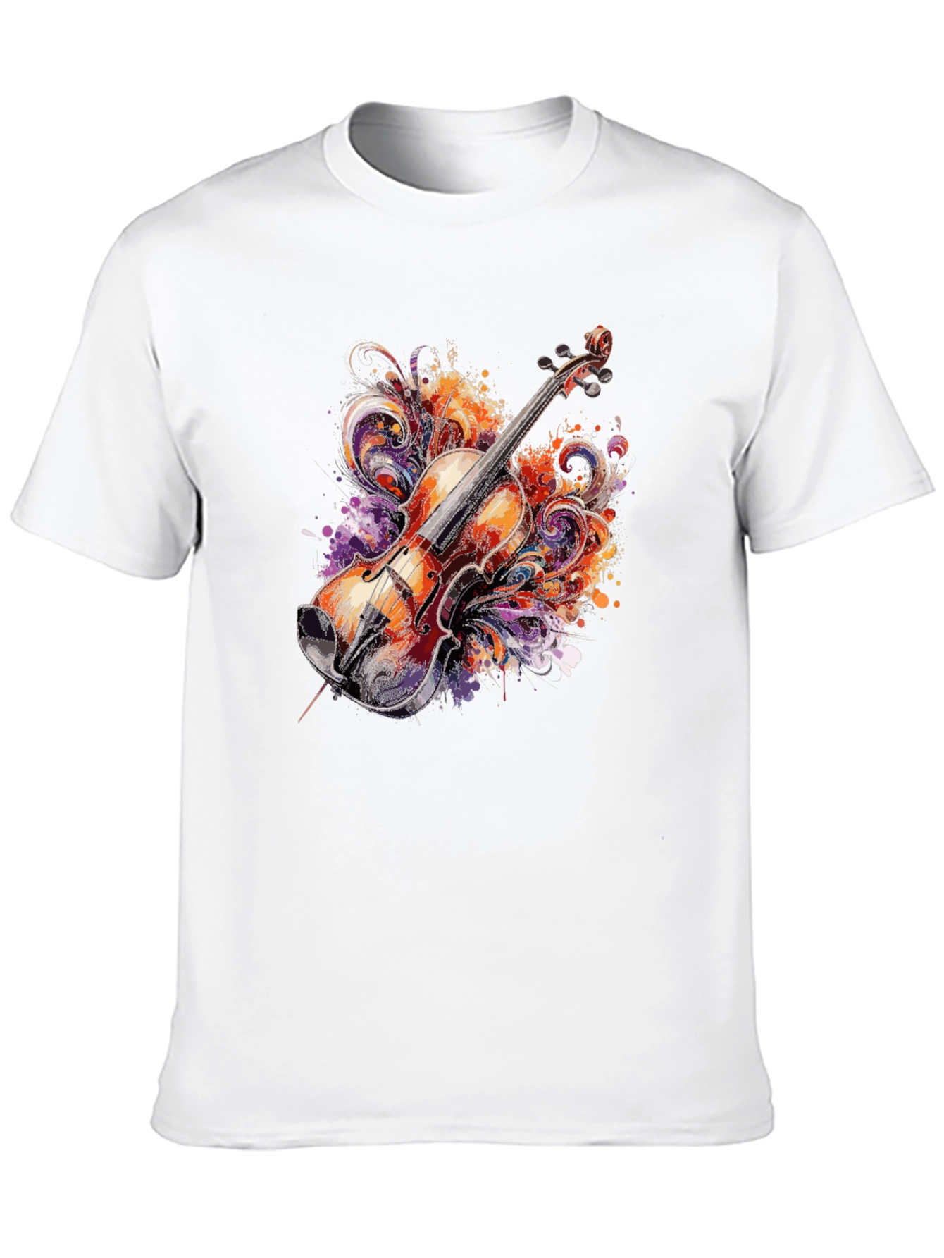 Black Musical Violin Graphic Tee - Artsy Black T-Shirt view 10