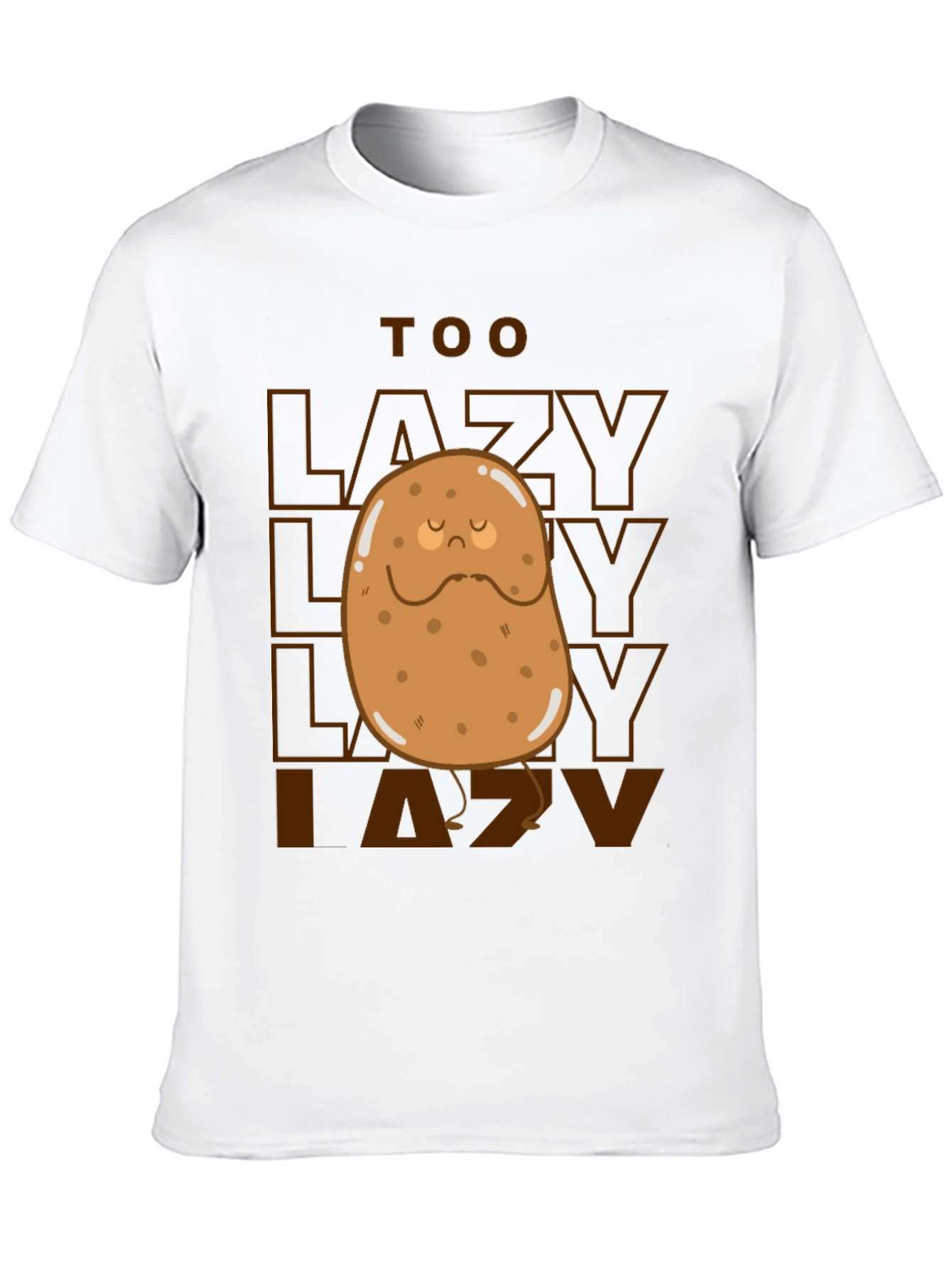 Black Too Lazy Potato Graphic Tee - Funny Unisex T-Shirt view 10