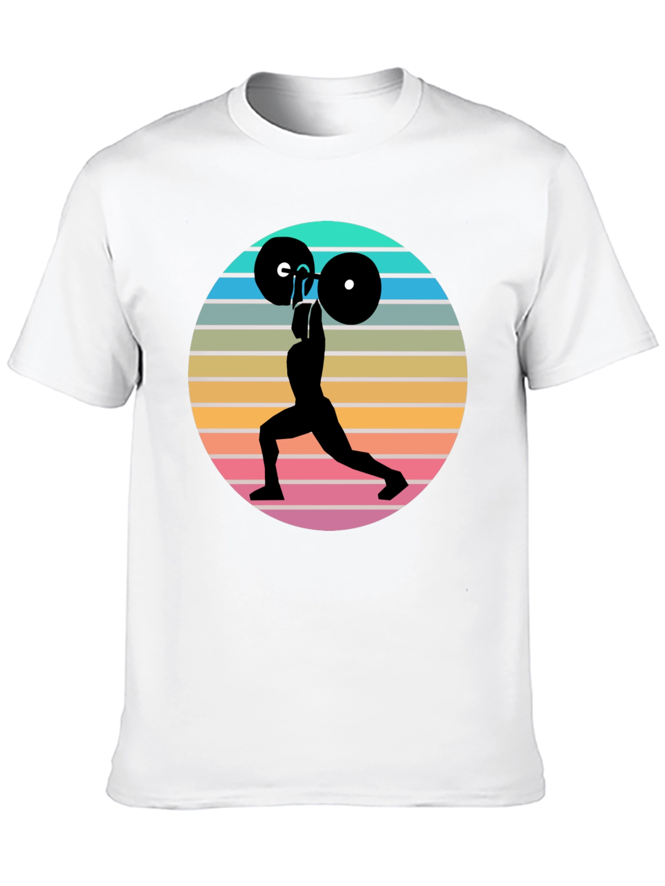 Black Retro Fitness T-Shirt - Weightlifting Silhouette view 10