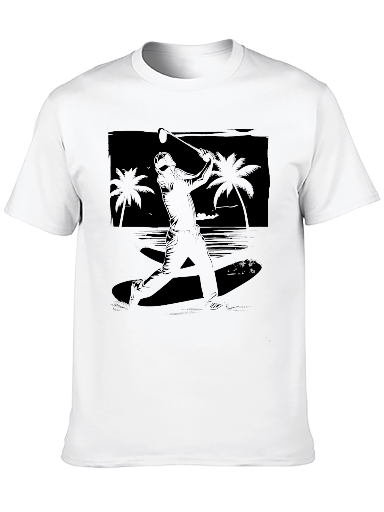 Black Beach Baseball Graphic Tee - Black Cotton T-Shirt view 10