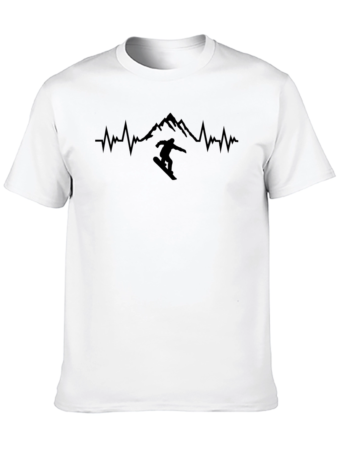 Black Snowboard Heartbeat Tee - Mountain Adventure Shirt view 10