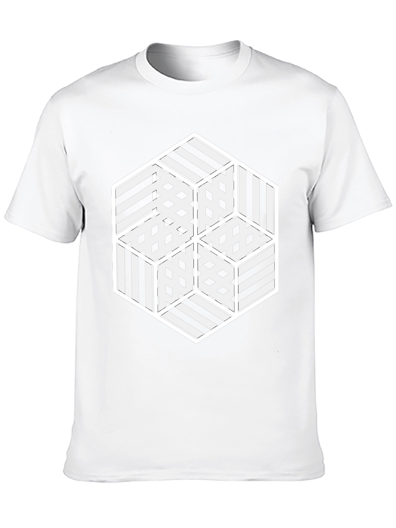 Black Optical Illusion Hexagon Graphic Tee view 10