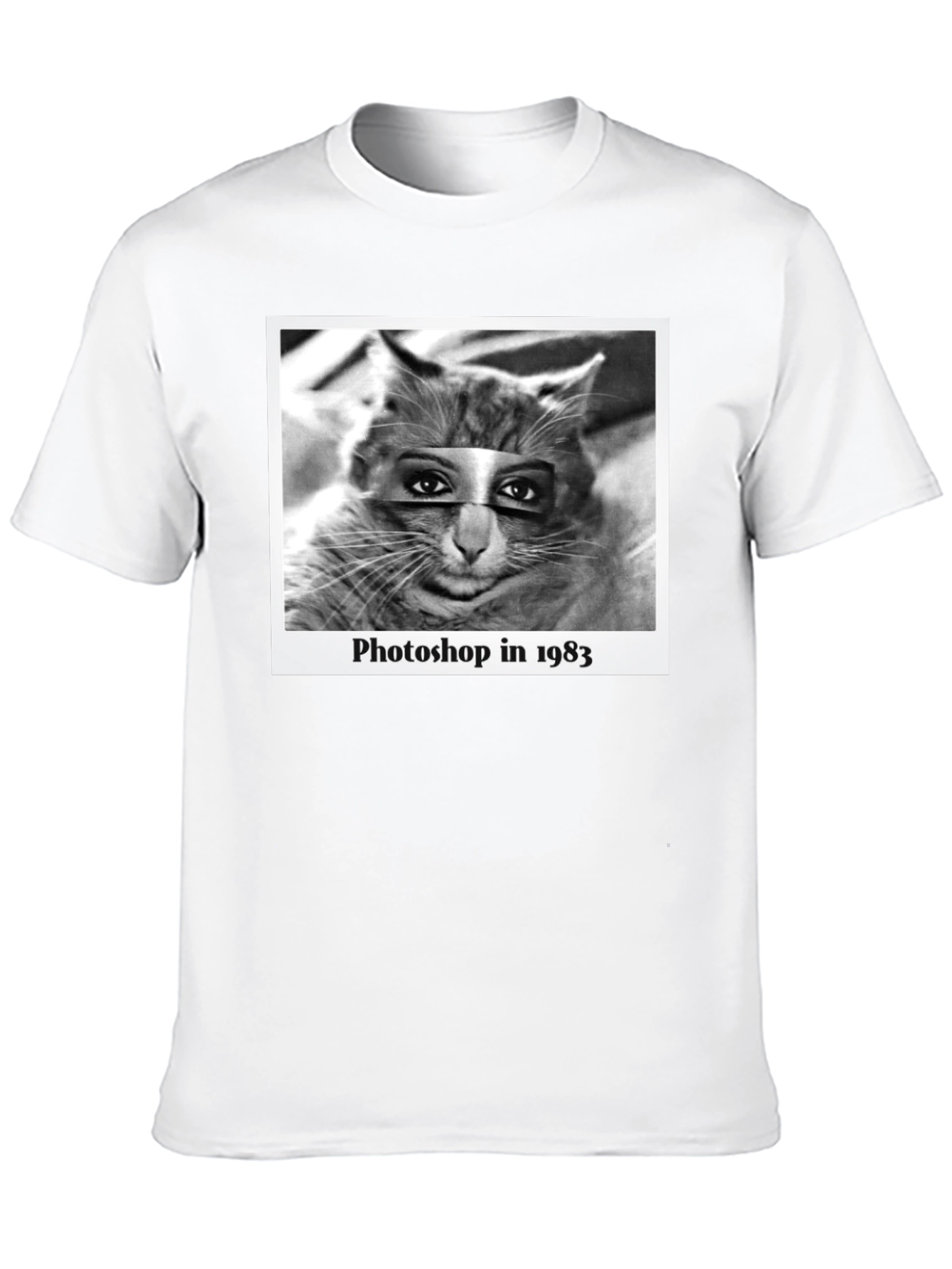 Black Retro Cat Photoshop T-Shirt view 10