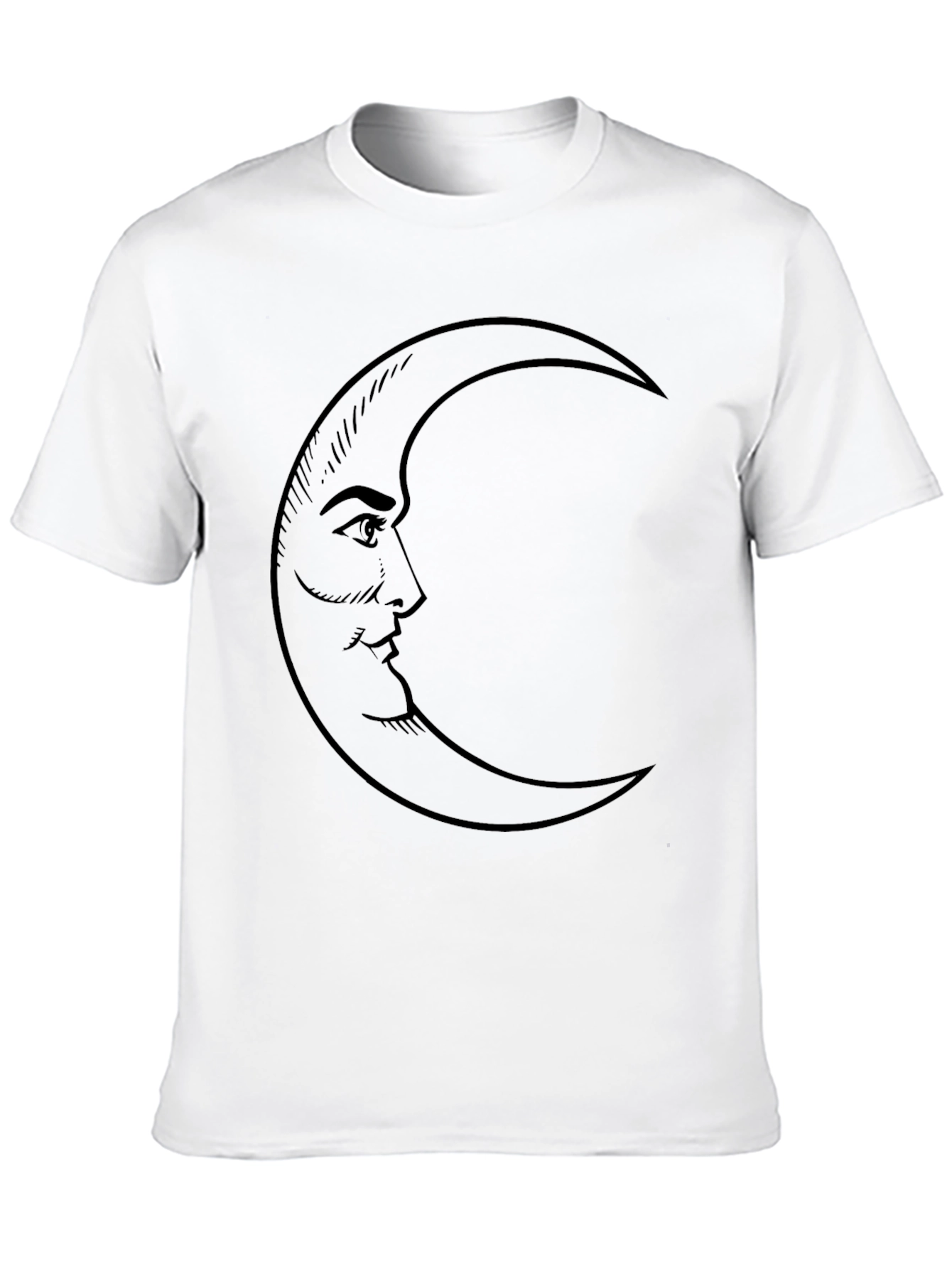 Black Moon Face Graphic Tee - Soft Black Cotton Blend view 10