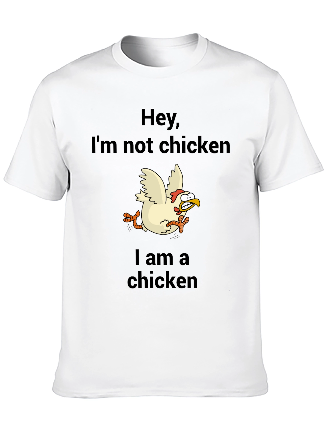Black Funny Chicken Graphic Tee - Hey, I'm Not Chicken T-Shirt view 10