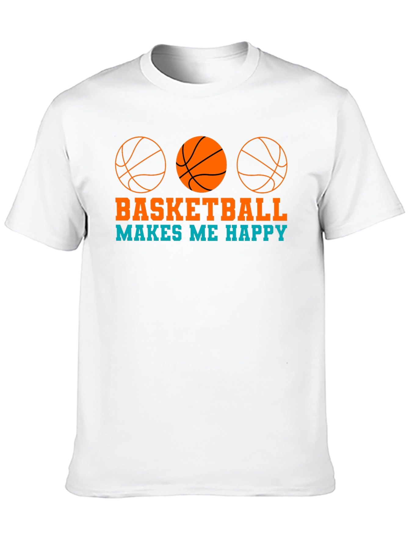 Black Basketball Makes Me Happy Graphic T-Shirt view 10