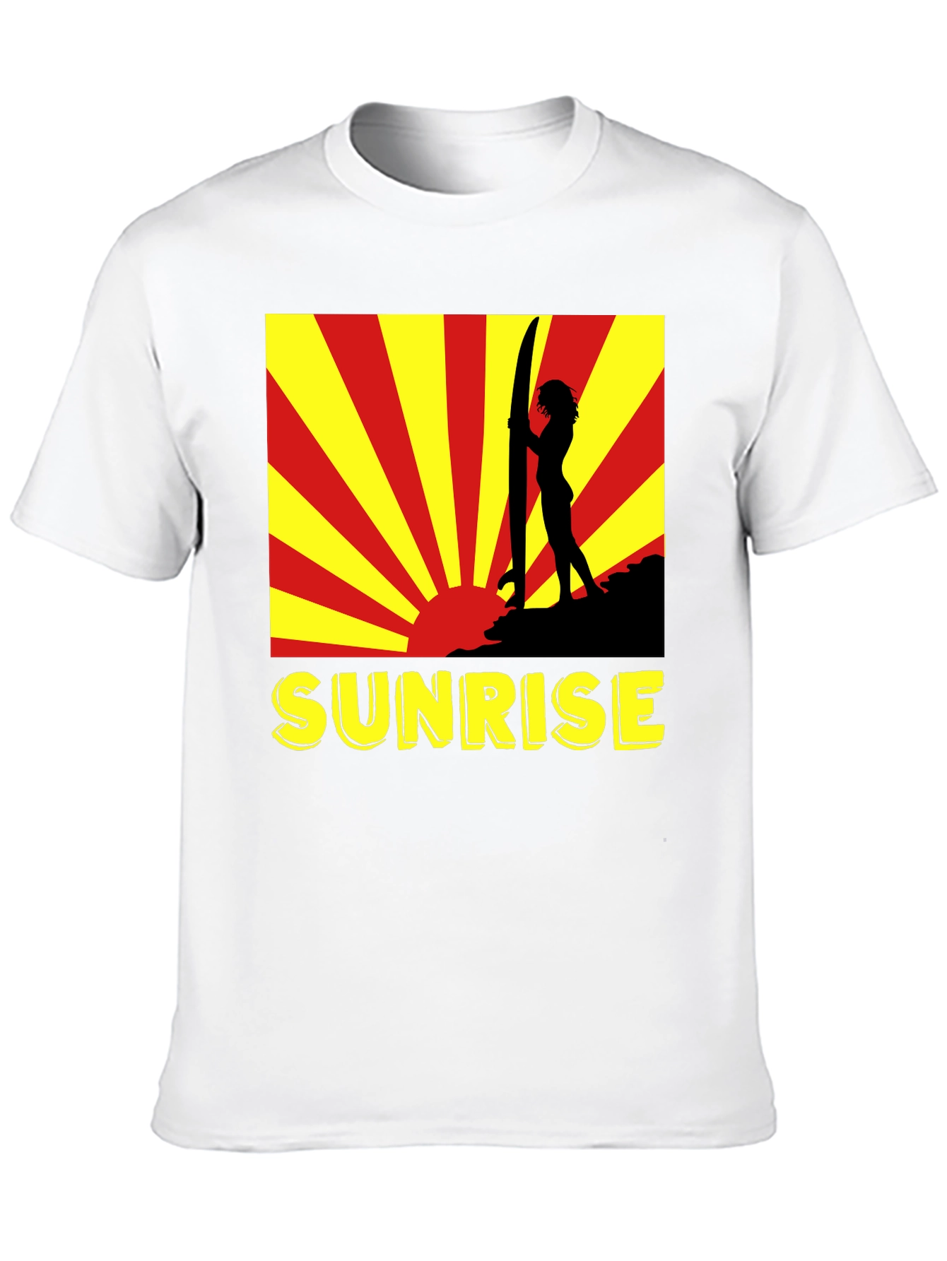 Black Sunrise Surfer Graphic Tee - Black Cotton T-Shirt view 10