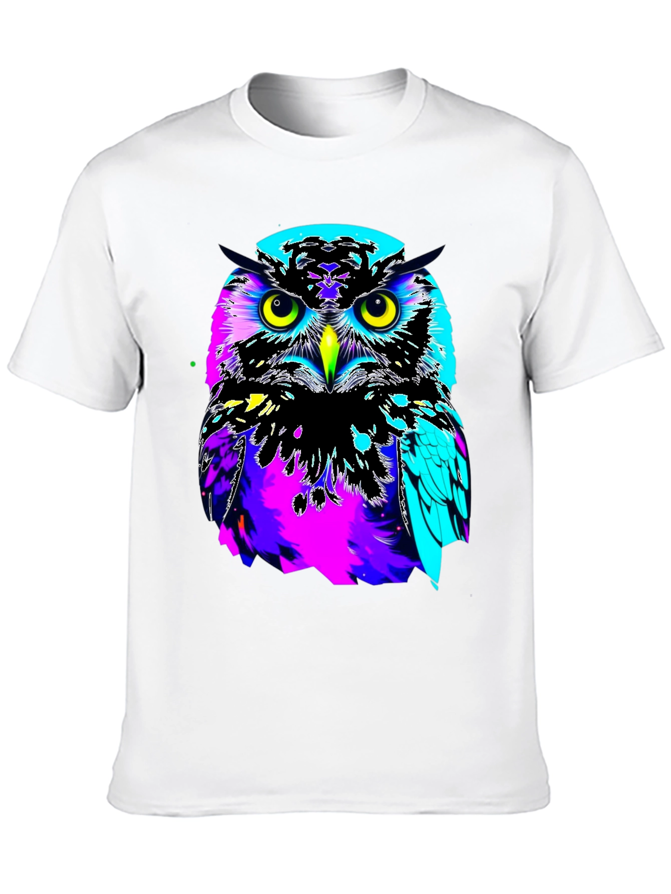 Black Vibrant Owl Graphic Black T-Shirt view 10