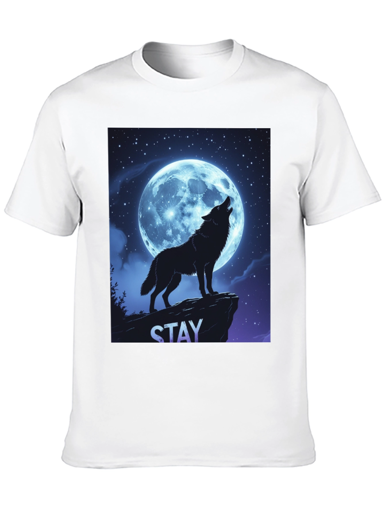 Black Wolf Howling Moon T-Shirt - Stay Wild Graphic Tee view 10