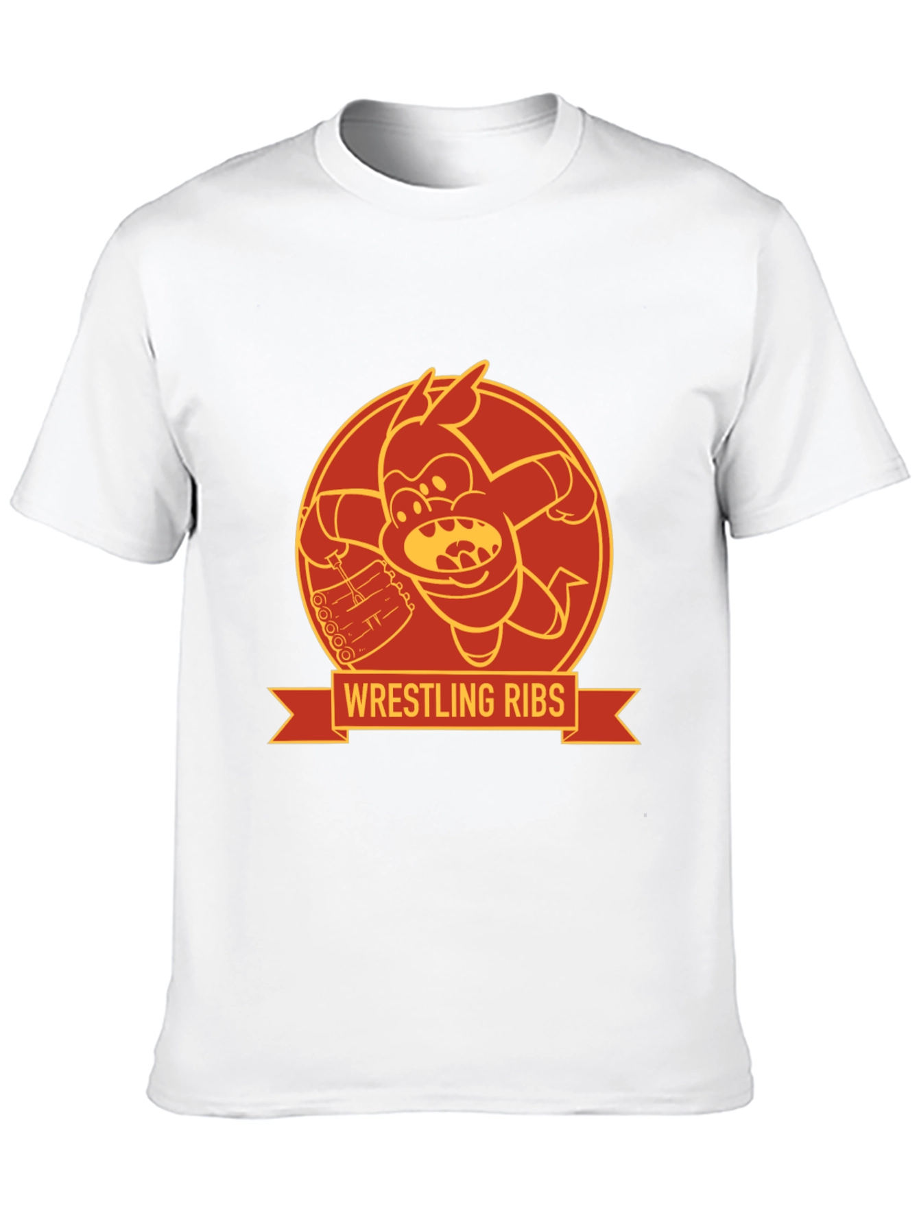 Black Wrestling Ribs Funny Cartoon Graphic Tee view 10