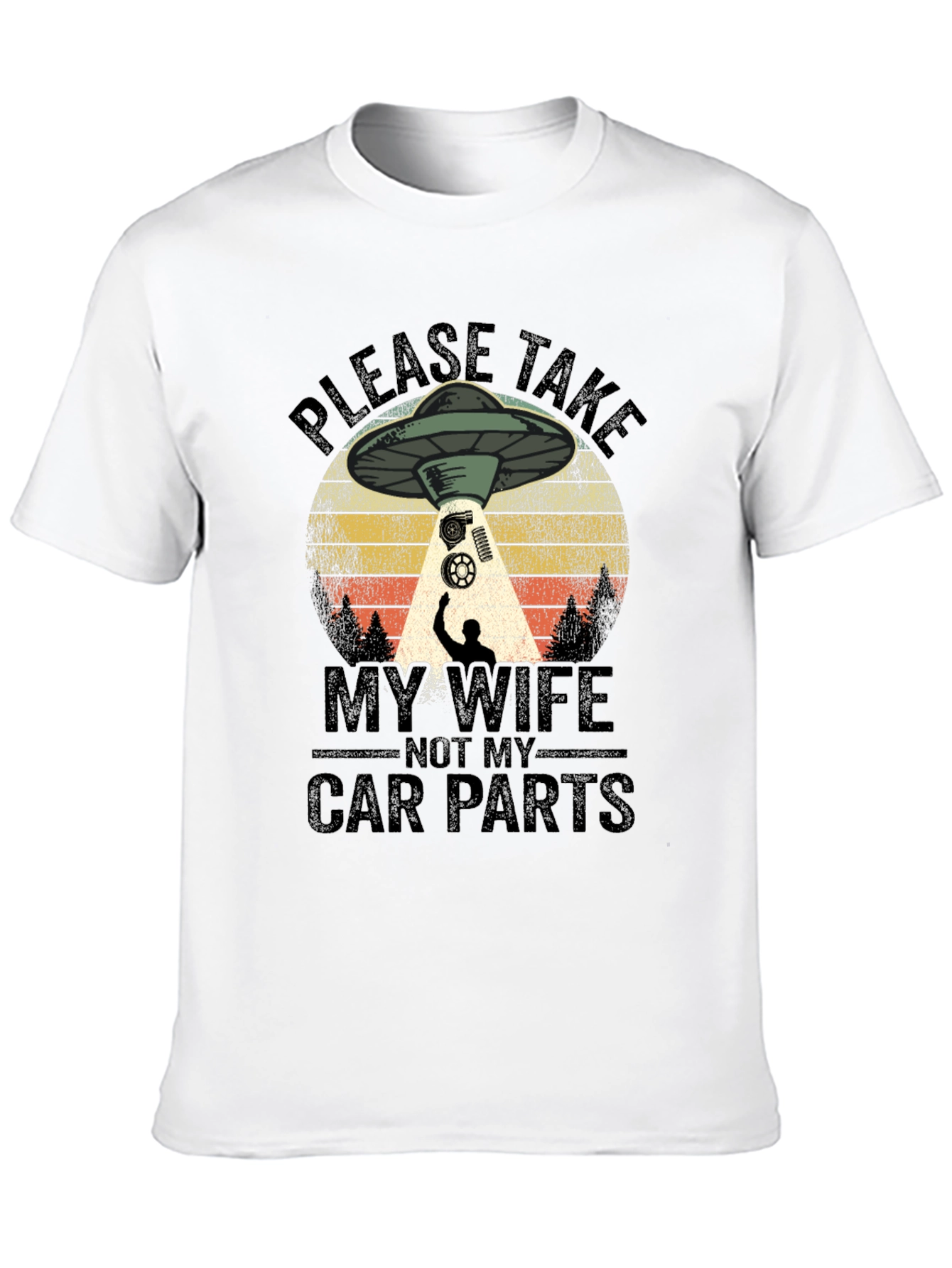 Black Funny Alien Abduction Car Parts Men's T-Shirt view 10