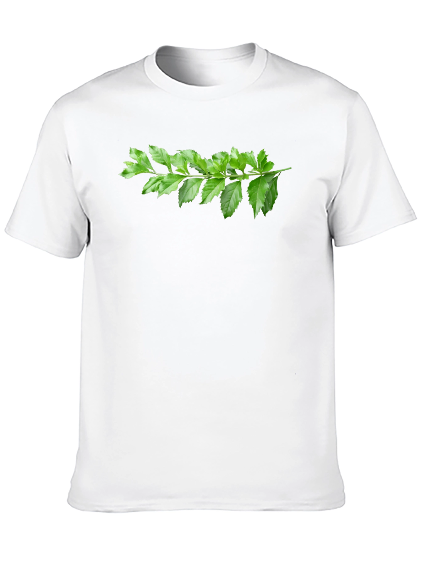 Black Green Branch Print Black T-Shirt view 10
