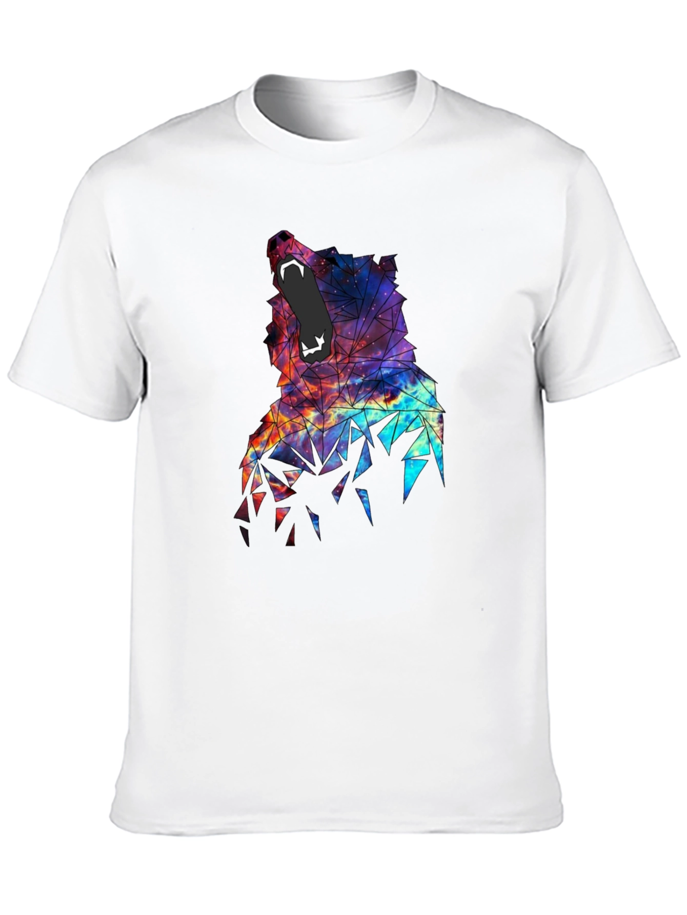 Black Geometric Wolf Galaxy T-Shirt - Unique Design view 10