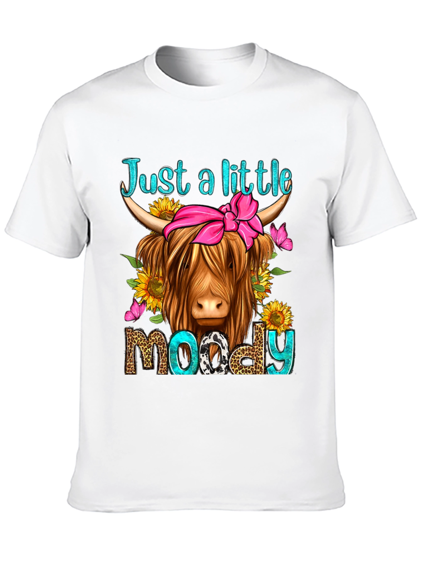 Black Just a Little Moody Highland Cow T-Shirt view 10