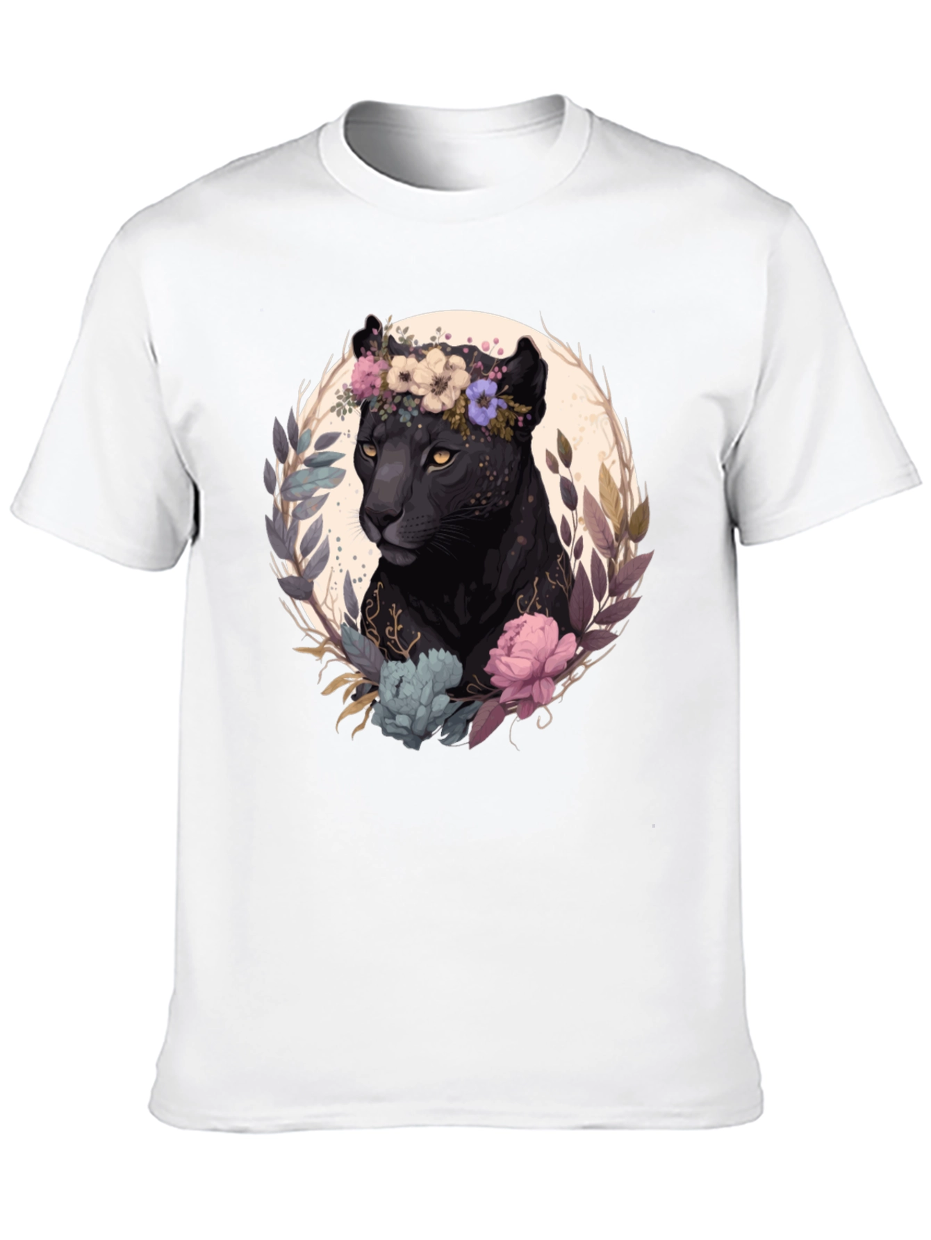 Black Black Panther Floral Wreath Graphic Tee view 10
