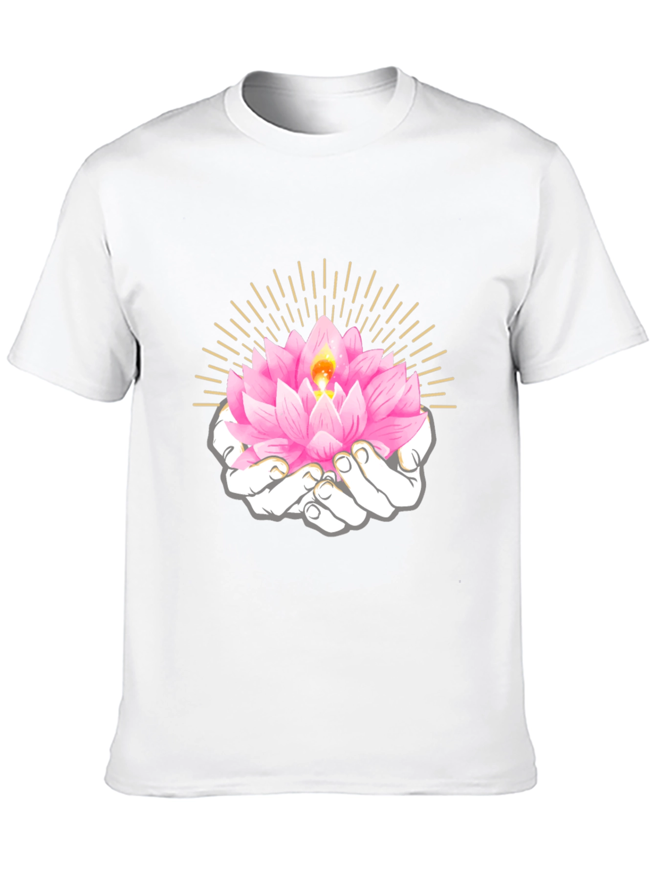 Black Lotus Flower in Hands Graphic T-Shirt view 10