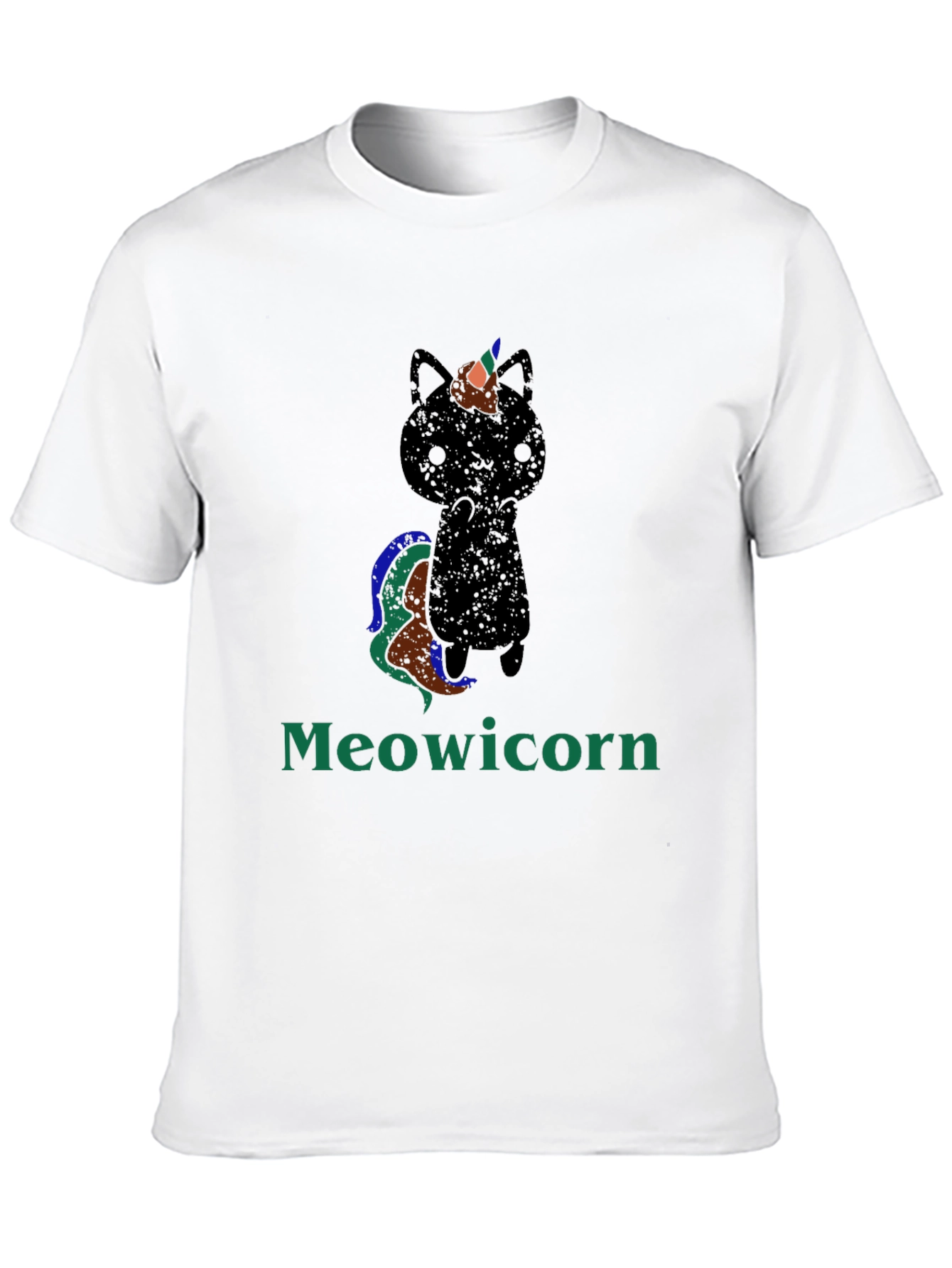 Black Meowicorn T-Shirt - Quirky Cat Unicorn Tee view 10