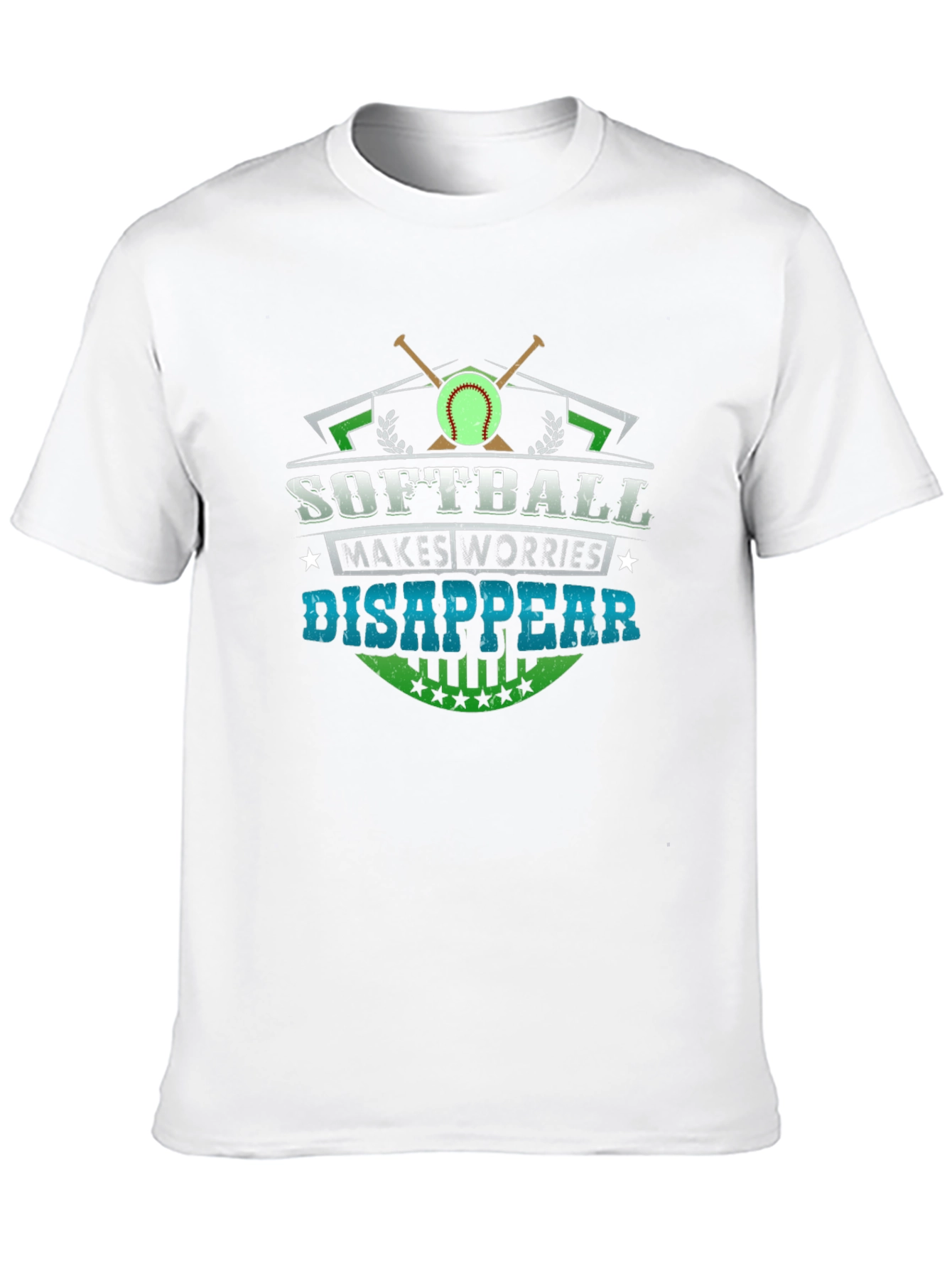 Black Softball Makes Worries Disappear Graphic T-Shirt view 10
