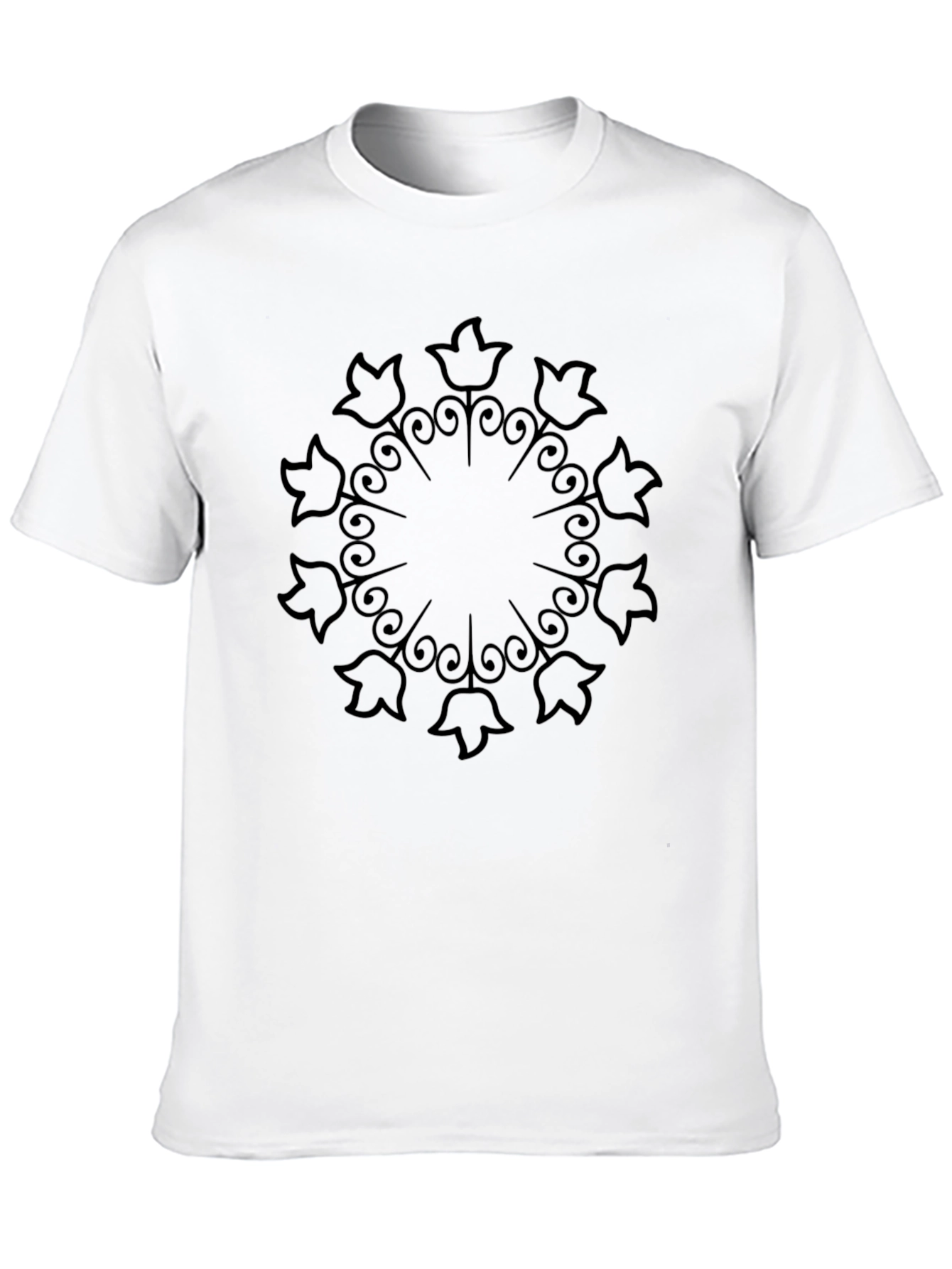 Black Floral Mandala Graphic T-Shirt - Black view 10