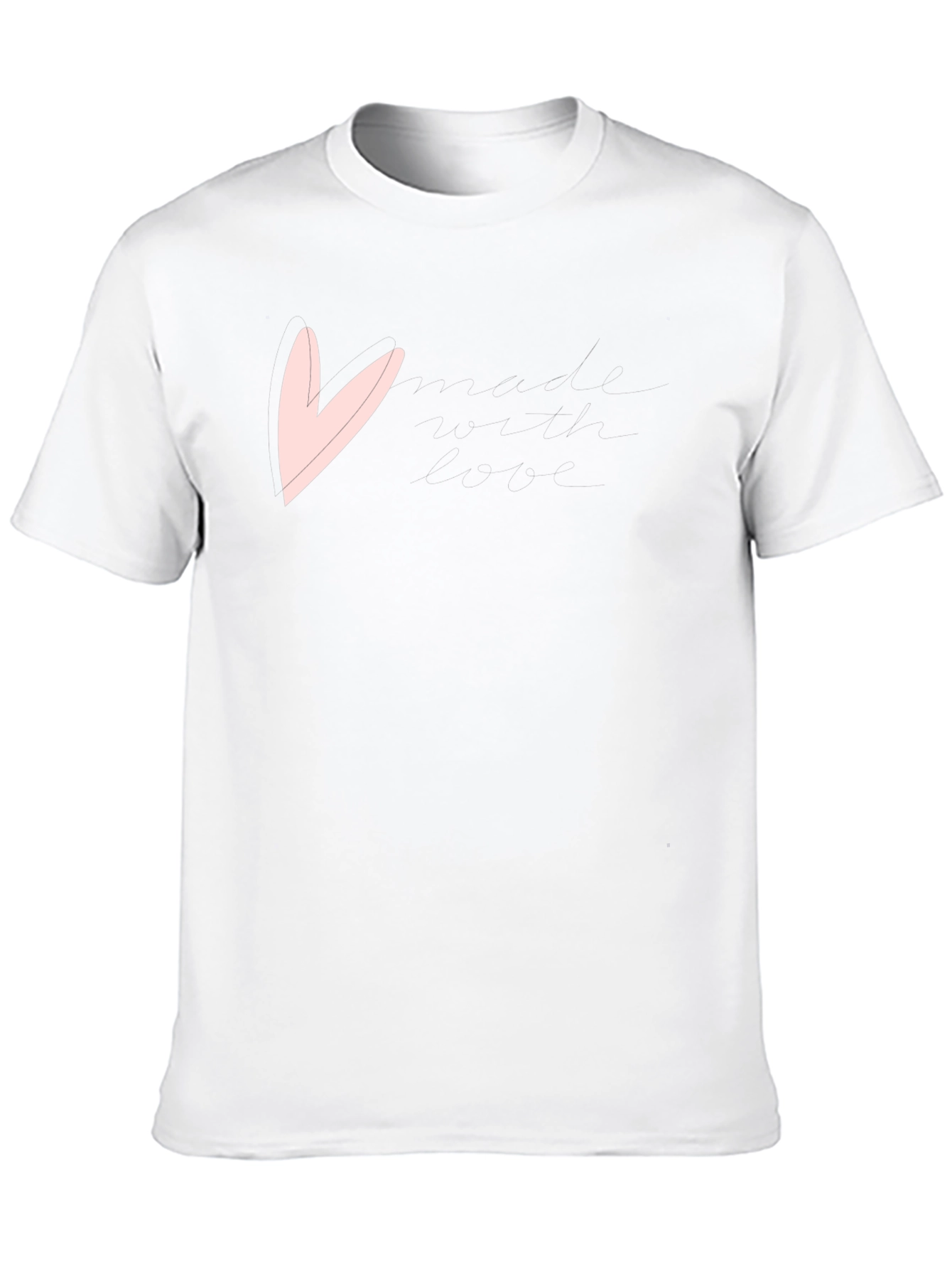 Black Men's Black T-Shirt with Pink Heart Graphic view 10
