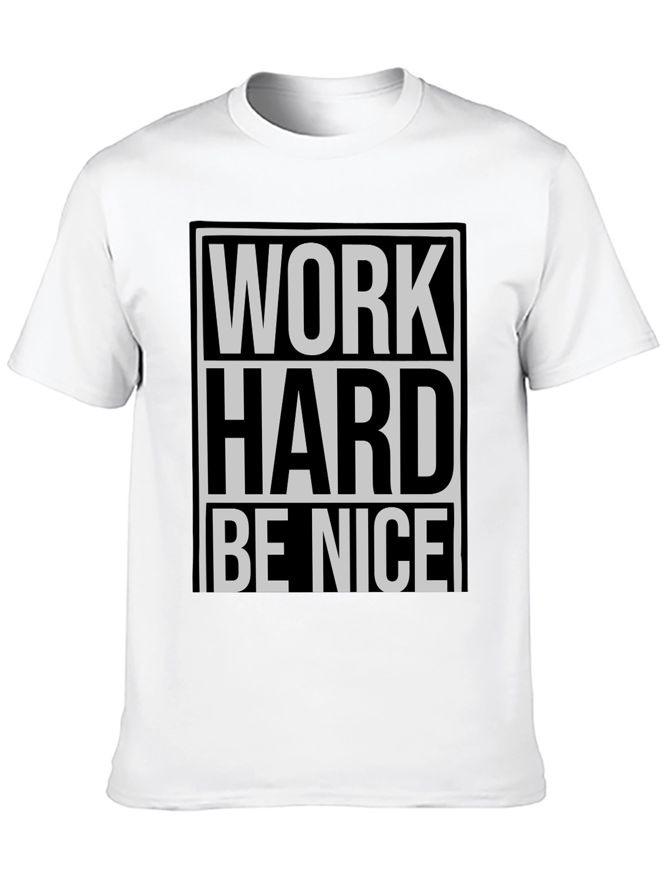 Black Work Hard Be Nice Graphic Tee - Black Casual T-Shirt view 10