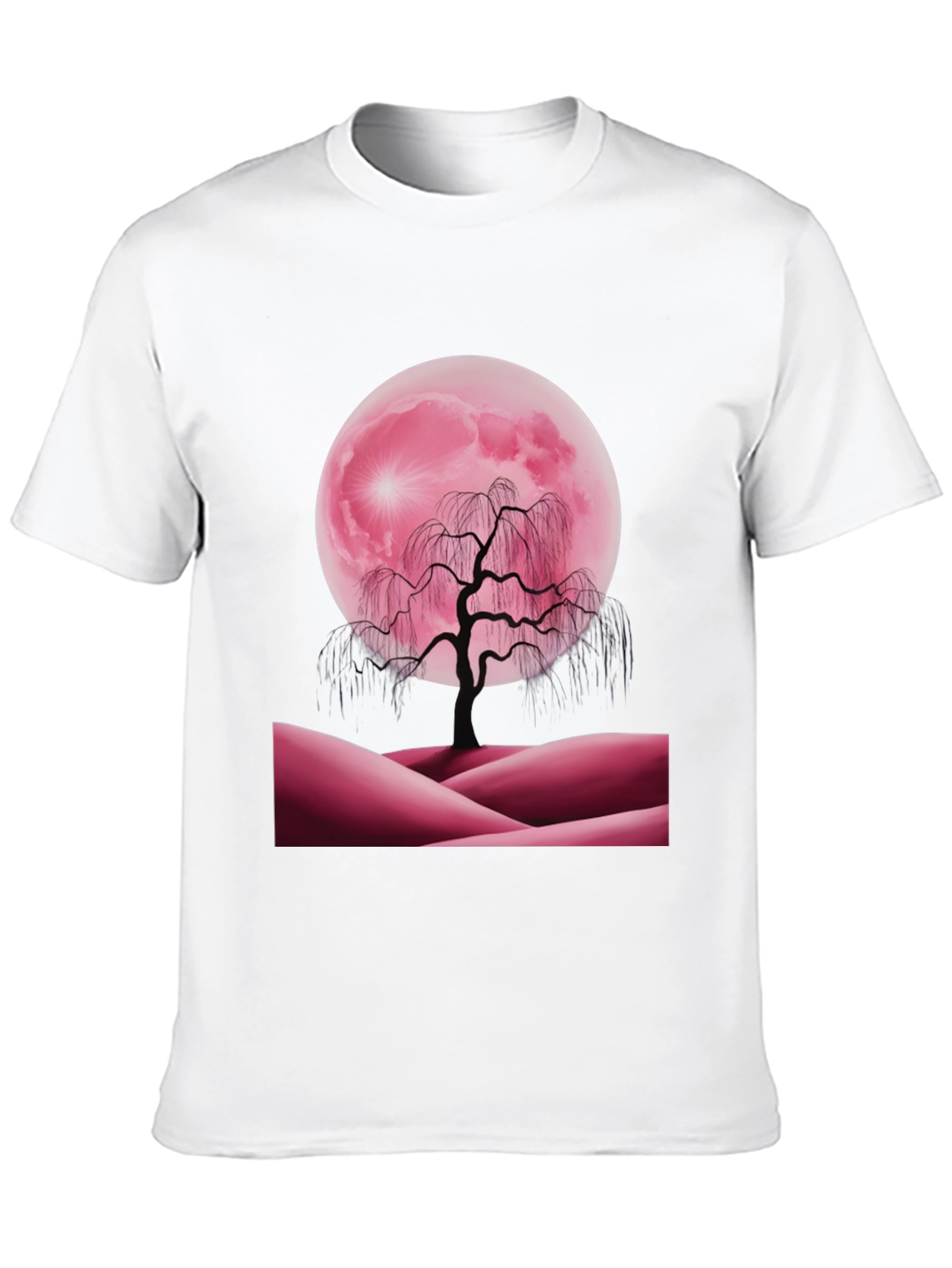 Black Pink Moon Tree Graphic Tee view 10