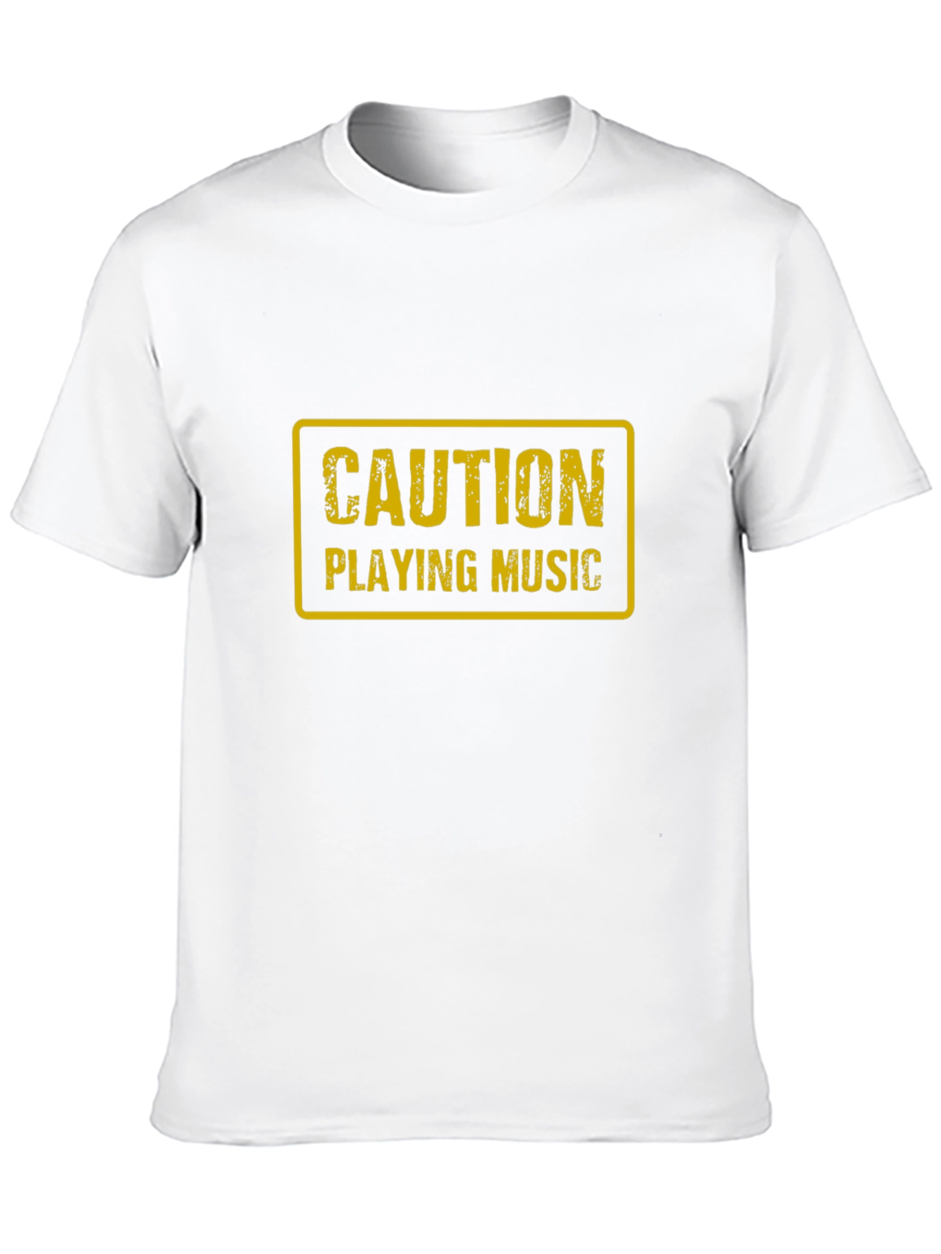 Black Caution Playing Music Graphic Tee - Funny Musician T-Shirt view 10