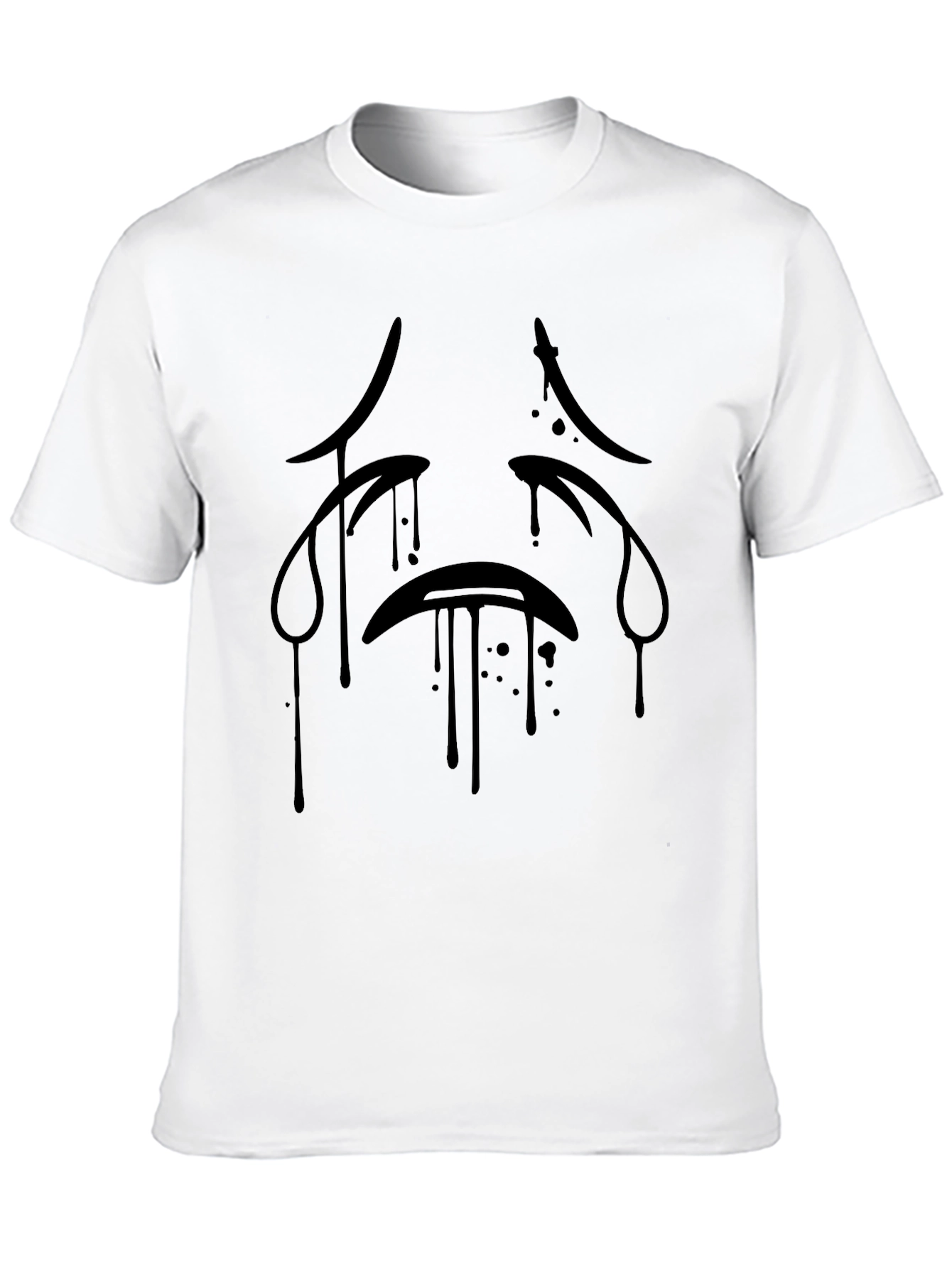 Black Sad Face Graphic Print T-Shirt - Men's Black Tee view 10