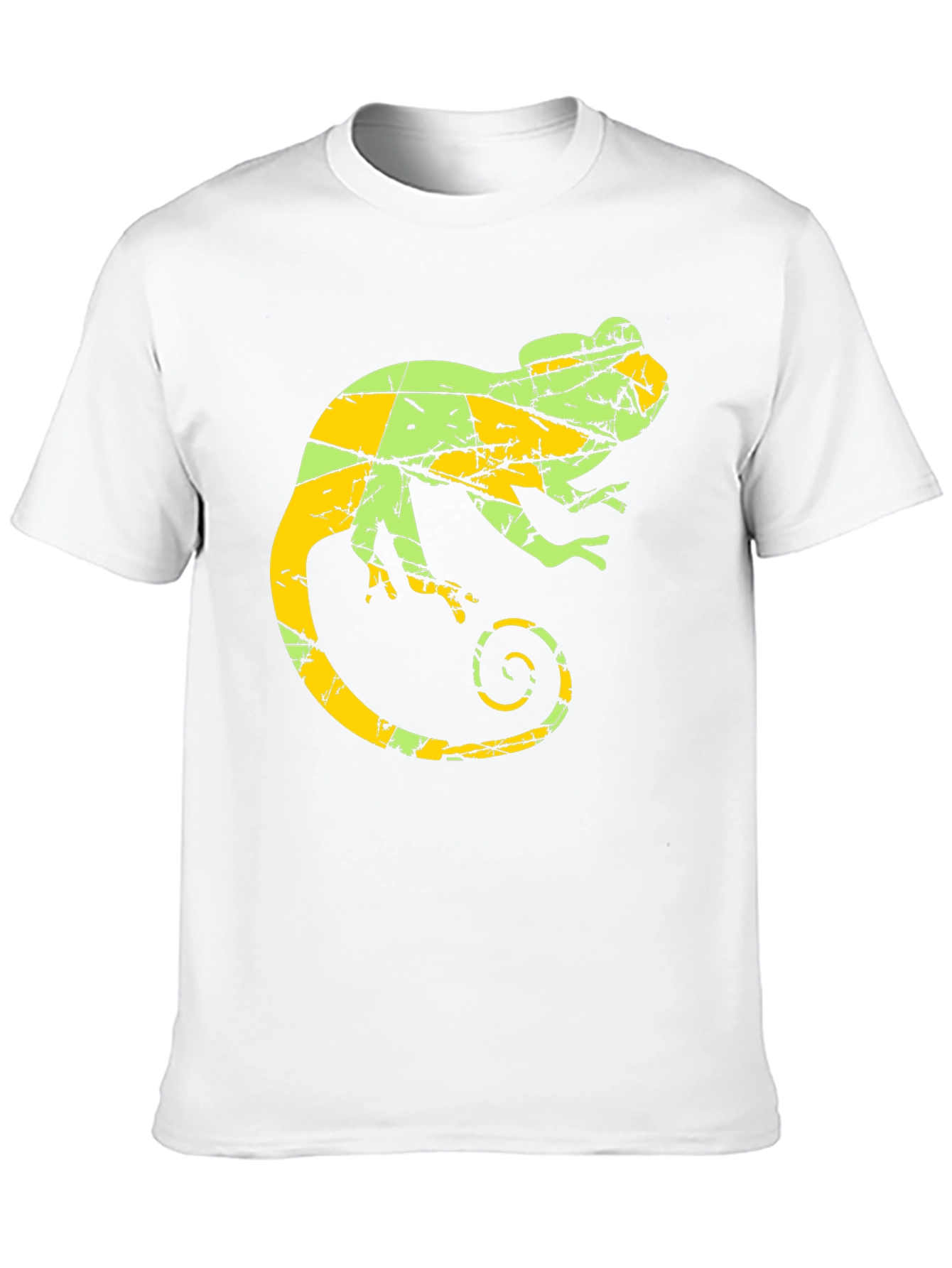 Black Men's Chameleon Graphic Print Crew Neck T-Shirt view 10