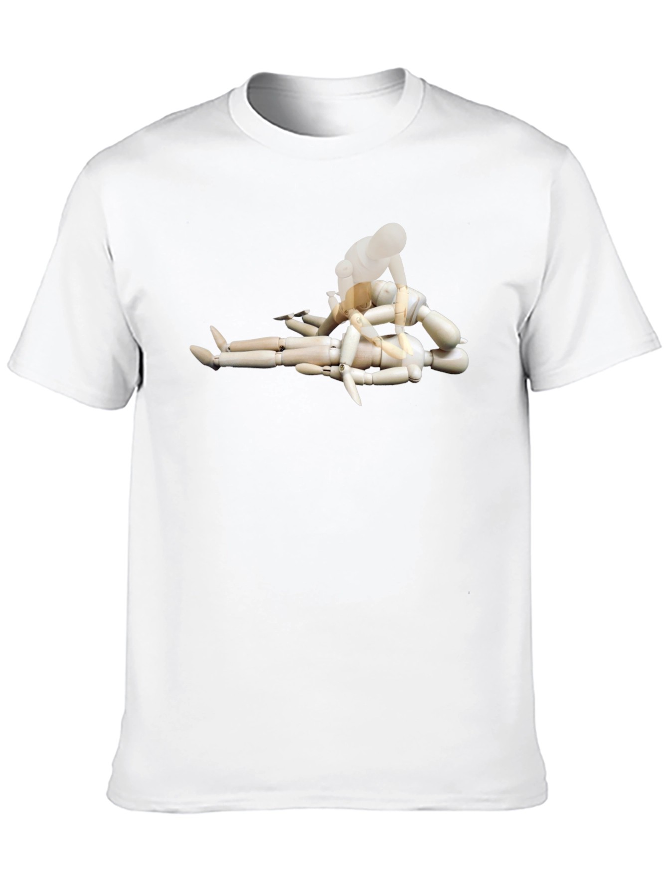 Black Man's Black Tee with Mannequin Pileup Graphic view 10