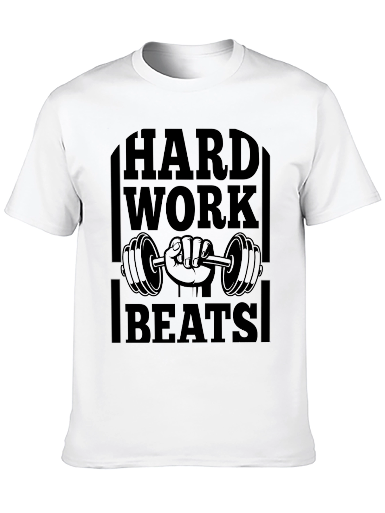 Black Hard Work Beats All Gym T-Shirt view 10