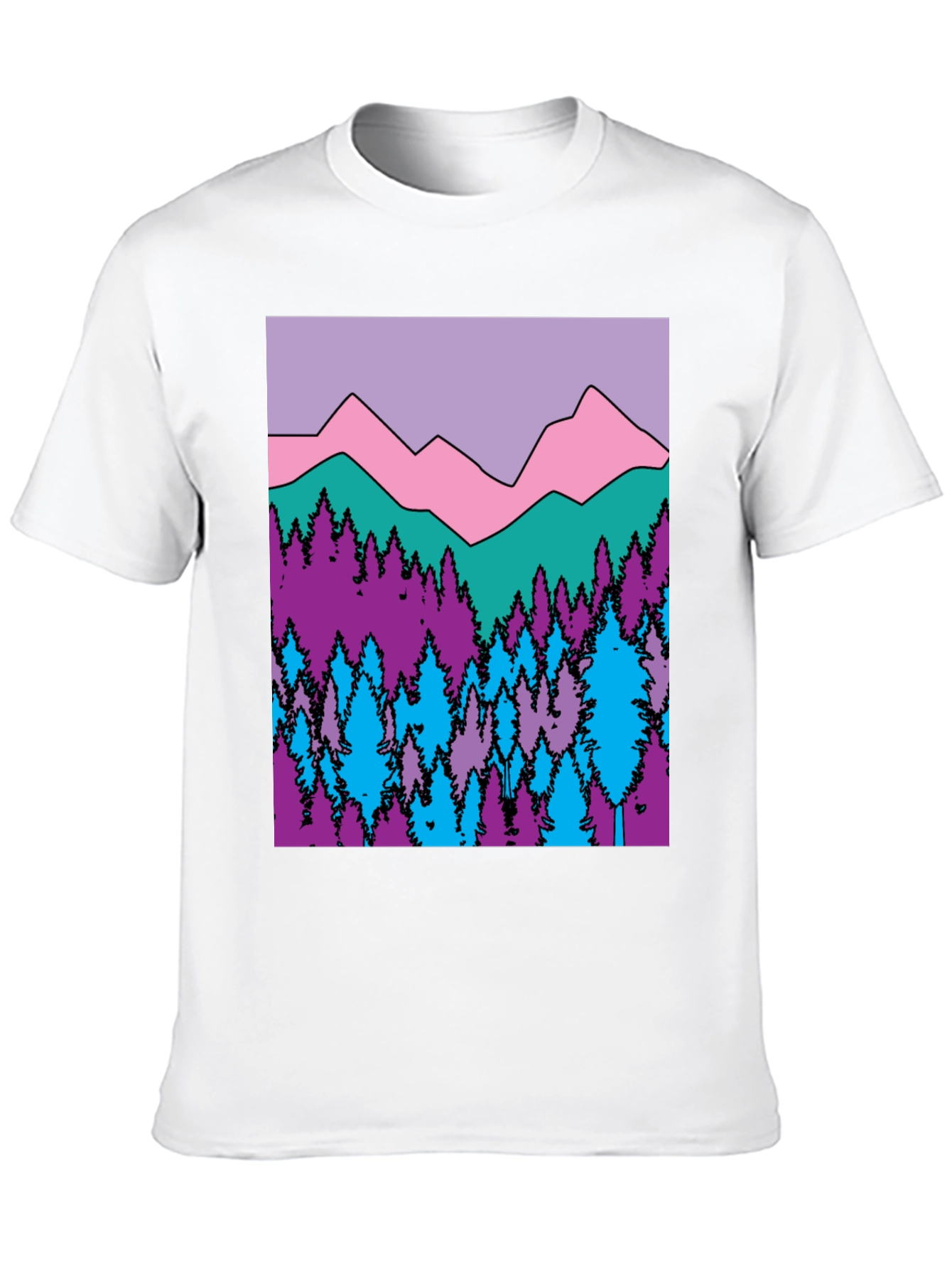 Black Mountains & Trees Graphic T-Shirt - Colorful Nature Design view 10