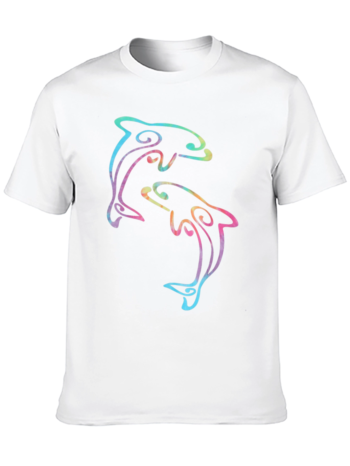 Black Dolphin Duo Black T-Shirt - Colorful Graphic Tee view 10