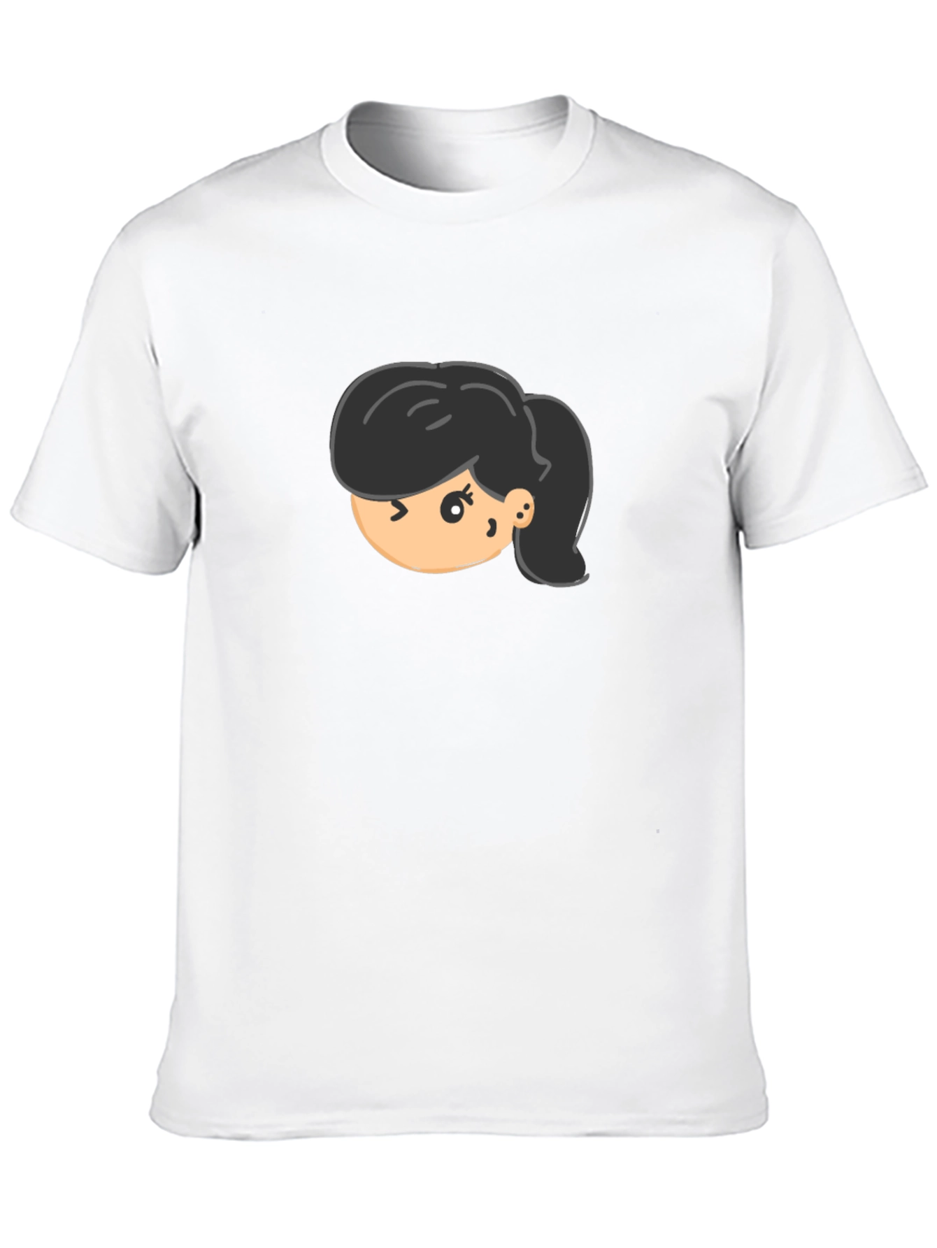 Black Cartoon Girl Graphic Tee - Unisex Black T-Shirt view 10