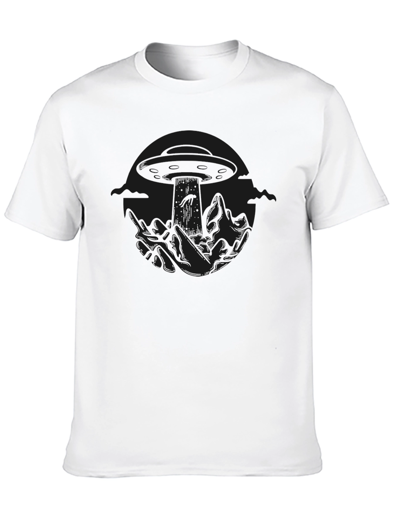 Black UFO Graphic Tee - Men's Short Sleeve Crew Neck T-Shirt view 10