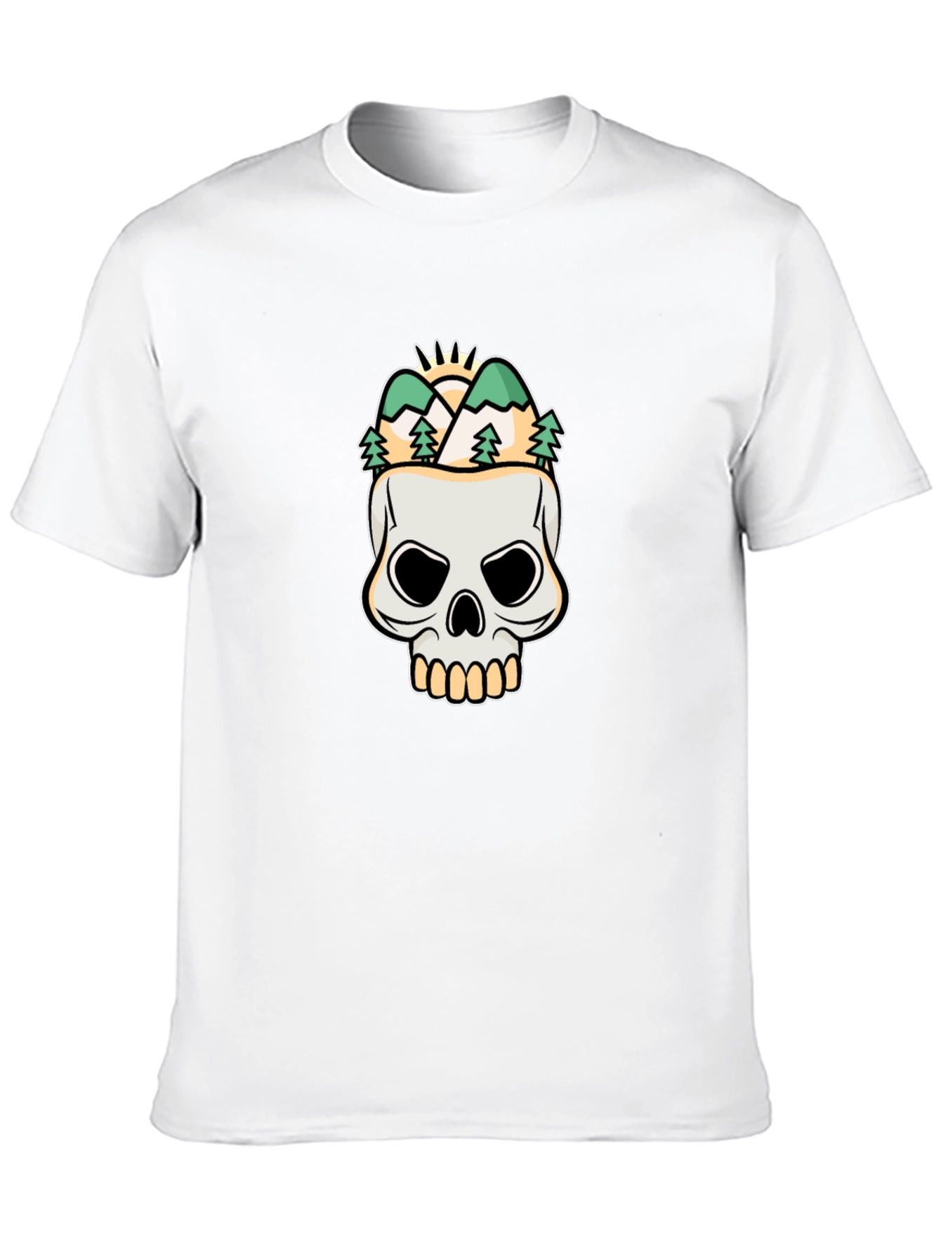 Black Skull & Mountain Graphic Tee - Stylish Black T-Shirt view 10