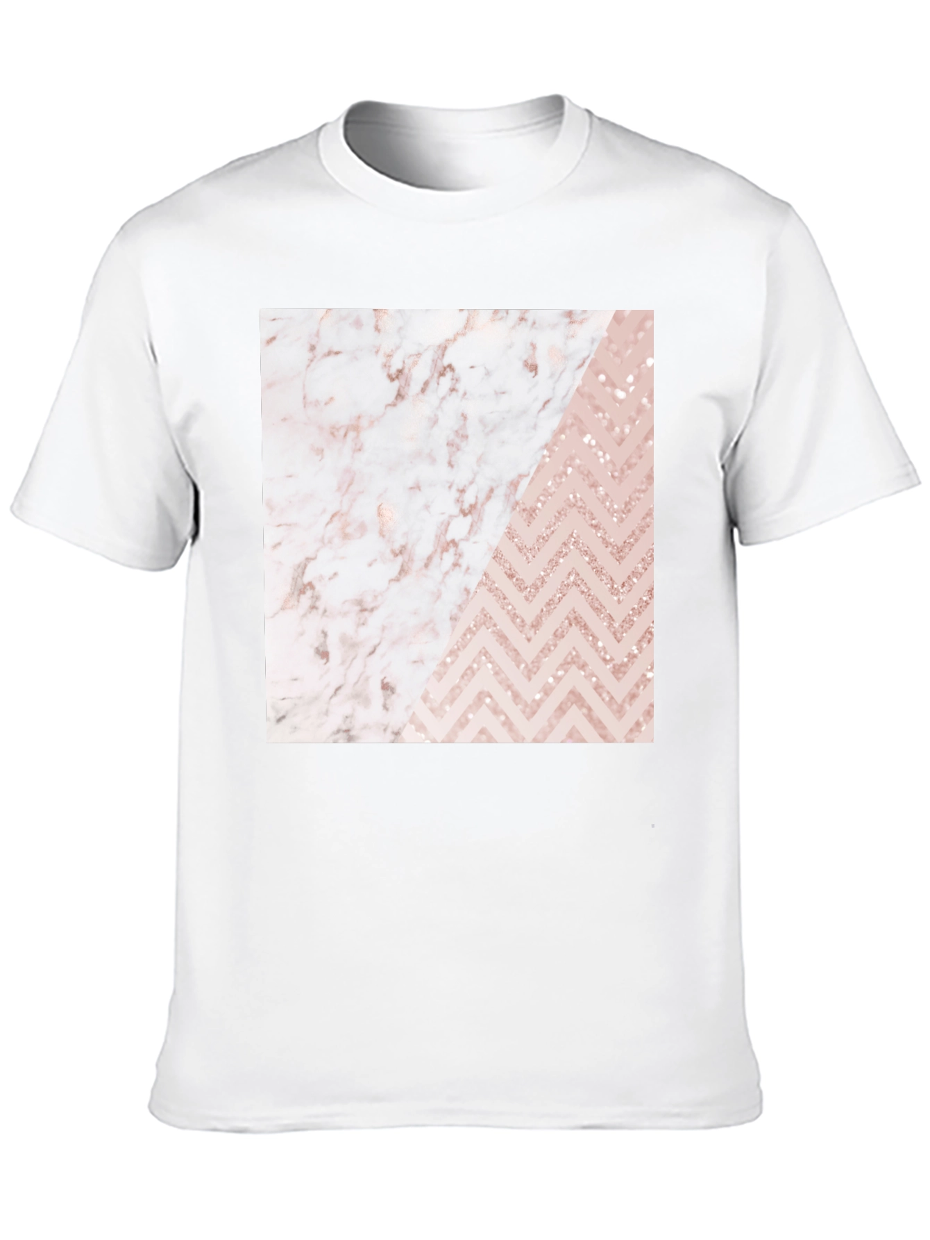 Black Modern Marble & Chevron Graphic T-Shirt view 10