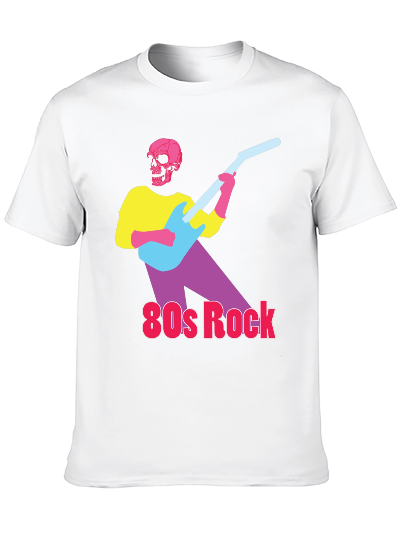 Black 80s Rock Skeleton Guitarist Graphic Tee view 10