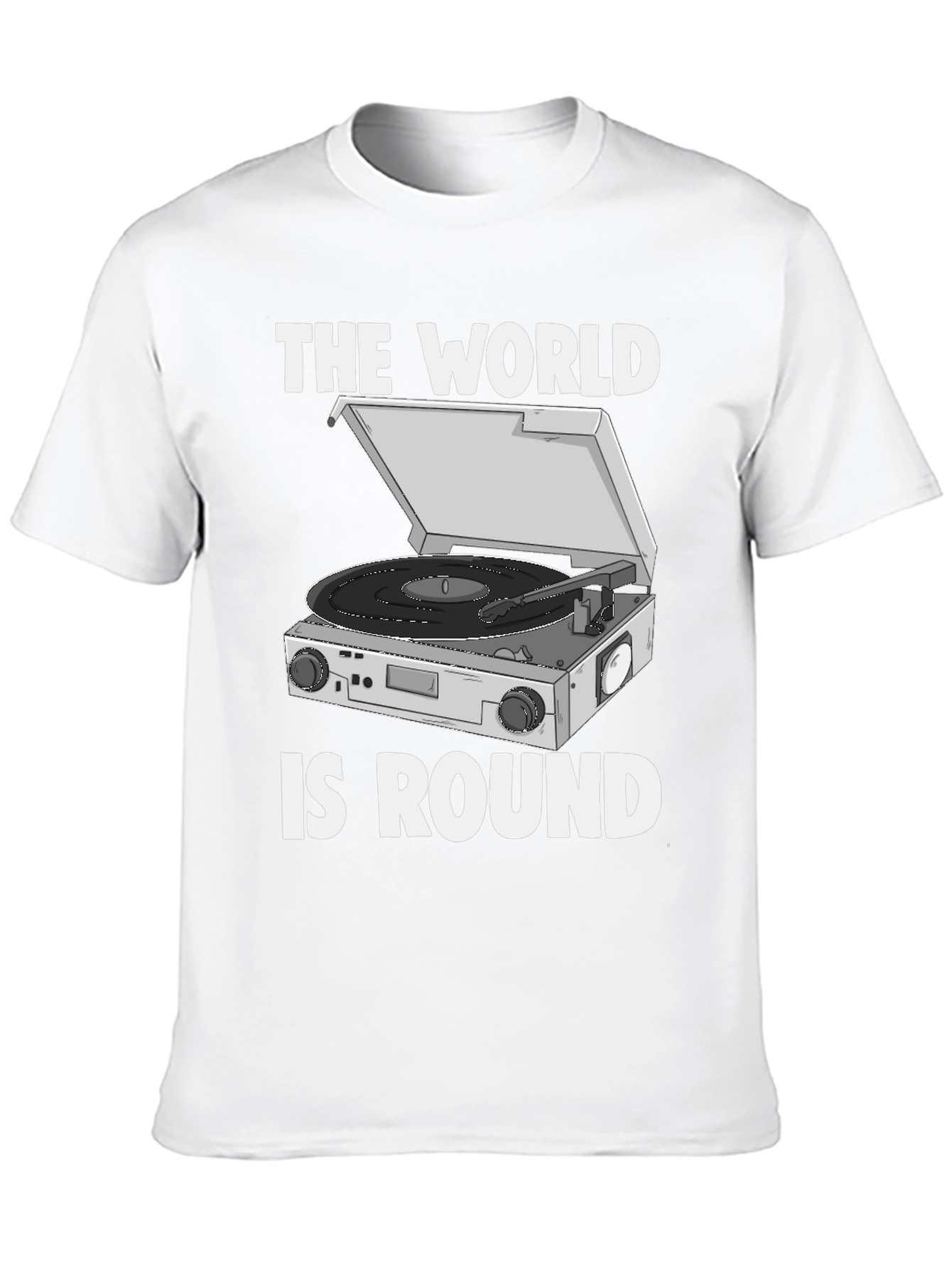 Black The World is Round Vinyl Turntable T-Shirt view 10