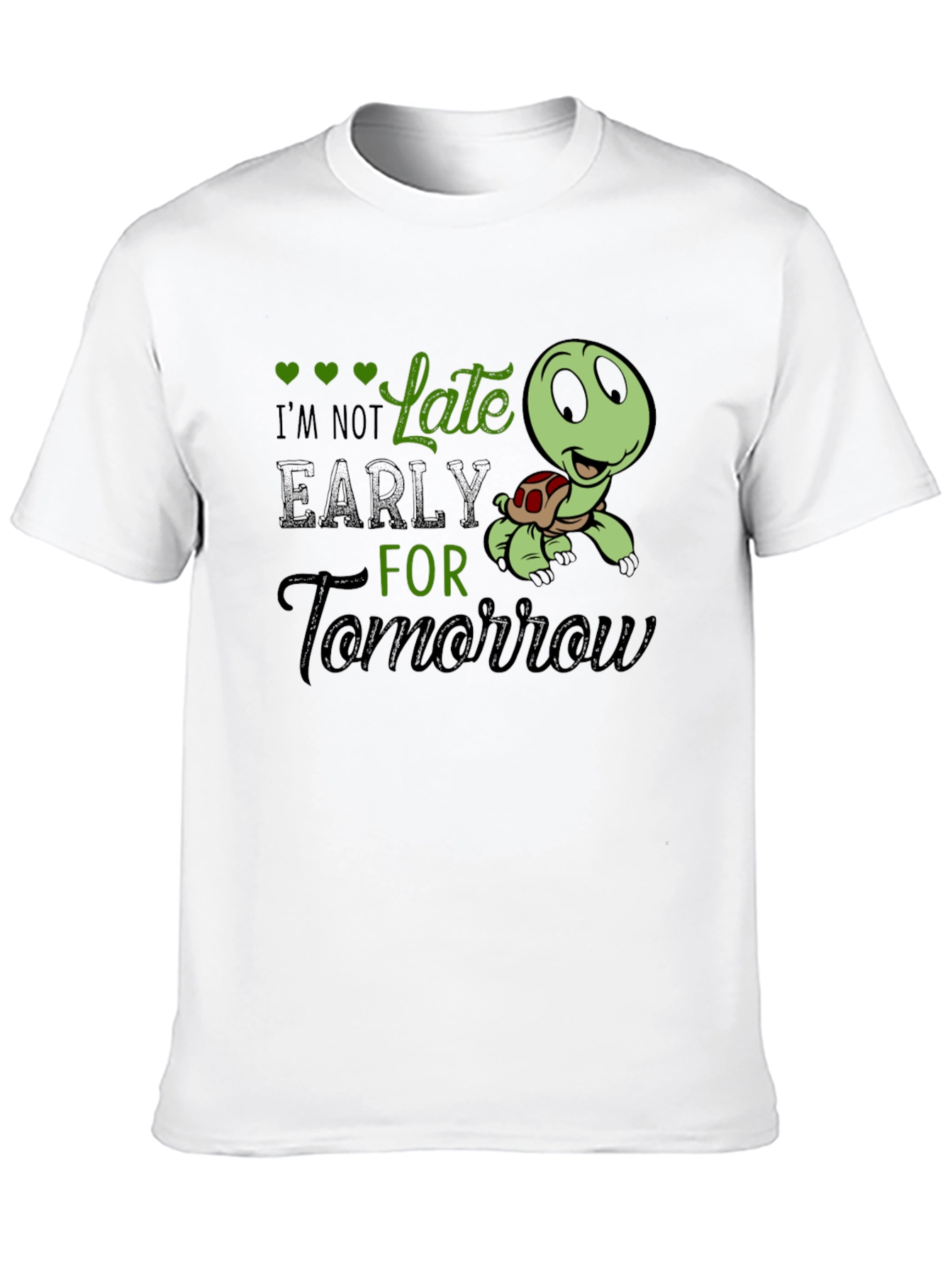 Black Funny Turtle I'm Not Late T-Shirt view 10